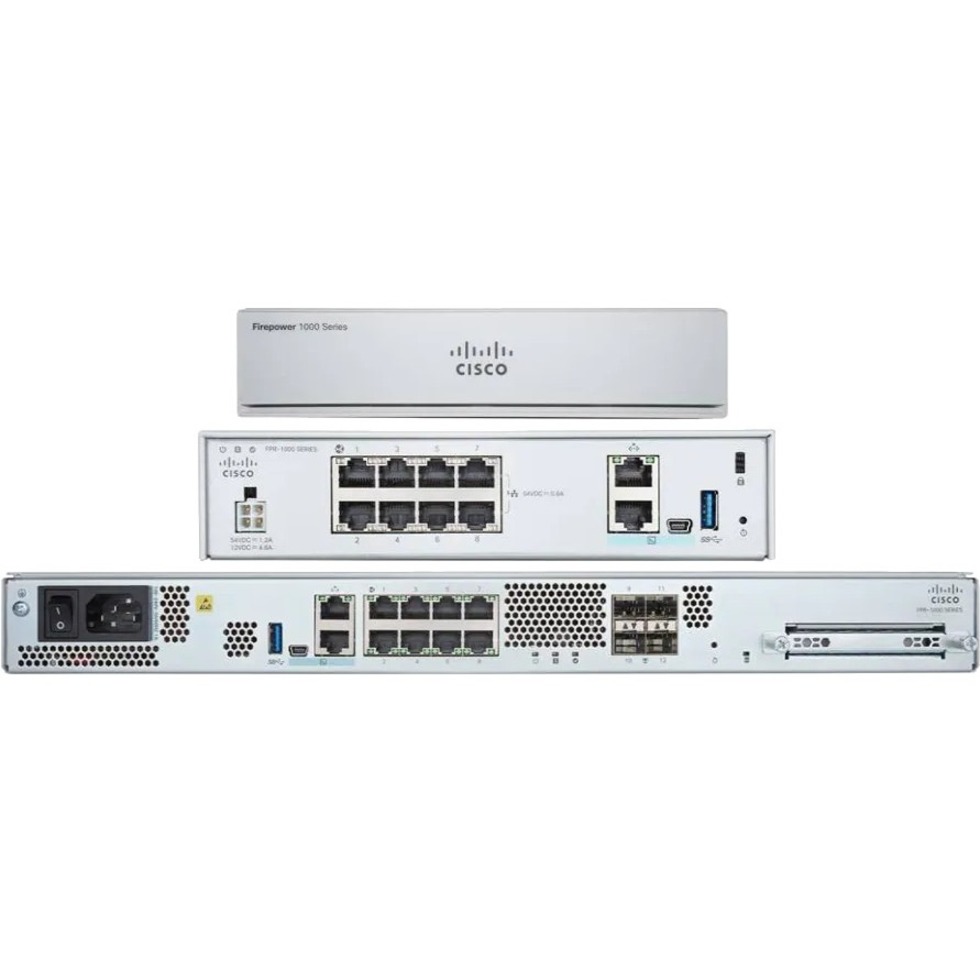 Cisco Firepower FPR-1150 Network Security/Firewall Appliance - 8 Port - 10/100/1000Base-T, 10GBase-X - 10 Gigabit Ethernet - 7.50 Gbit/s Firewall Throughput - 800 VPN - 8 x RJ-45 - 4 Total Expansion S