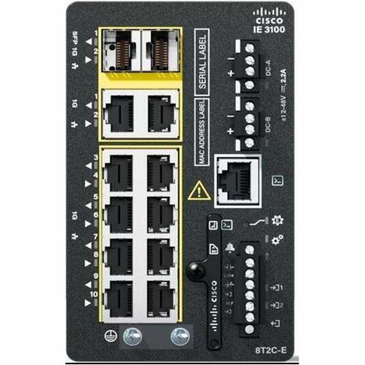 Cisco Catalyst IE3100 w/8 Ports GE Copper and 2 GE Combo uplinks, NE - 10 Ports - Manageable - Gigabit Ethernet - 1000Base-T, 1000Base-TX - 3 Layer Supported - Modular - 2 SFP Slots - 17.70 W Power Co