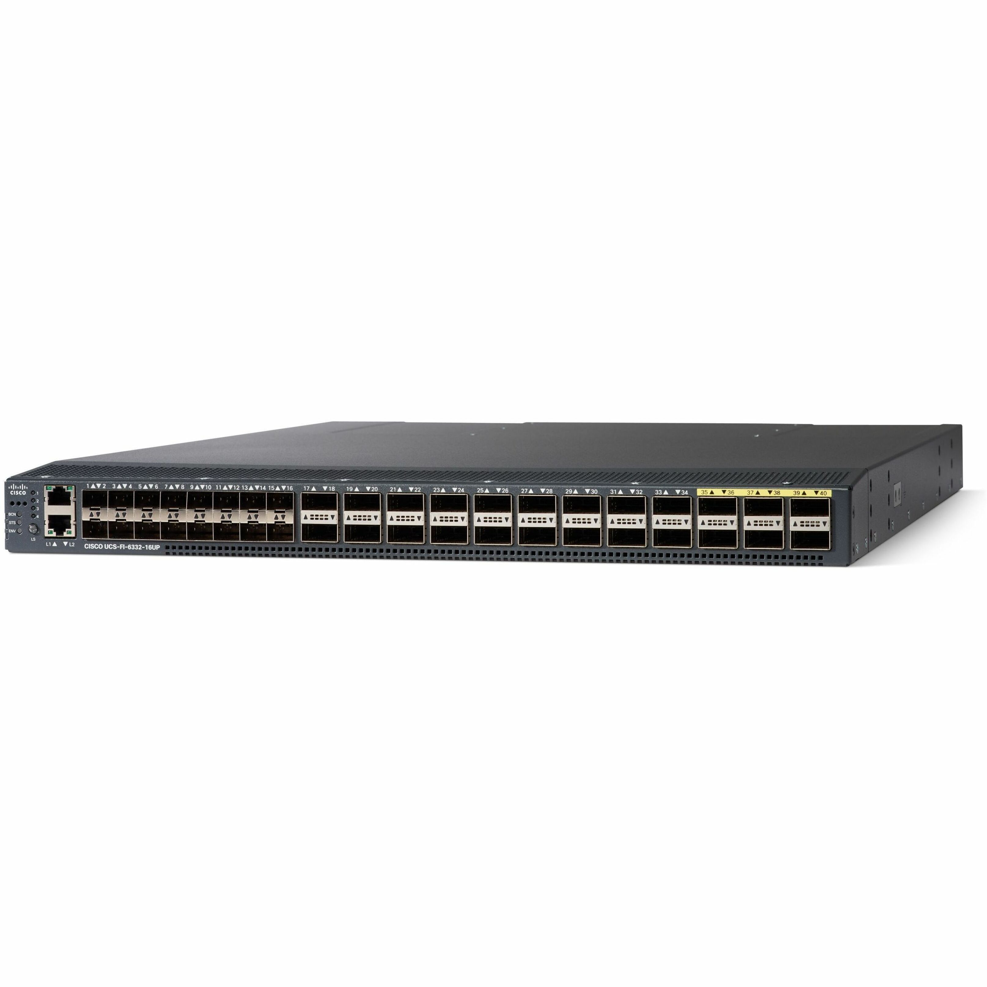 Cisco UCS 6332 1RU Fabric Interconnect/No PSU/32 QSFP+ports/8p Lic - 40 Ports - 40 Fiber Channel Ports - Gigabit Ethernet - 32 x Total Expansion Slots - QSFP+ - Manageable - Rack-mountable - 1U - Refu