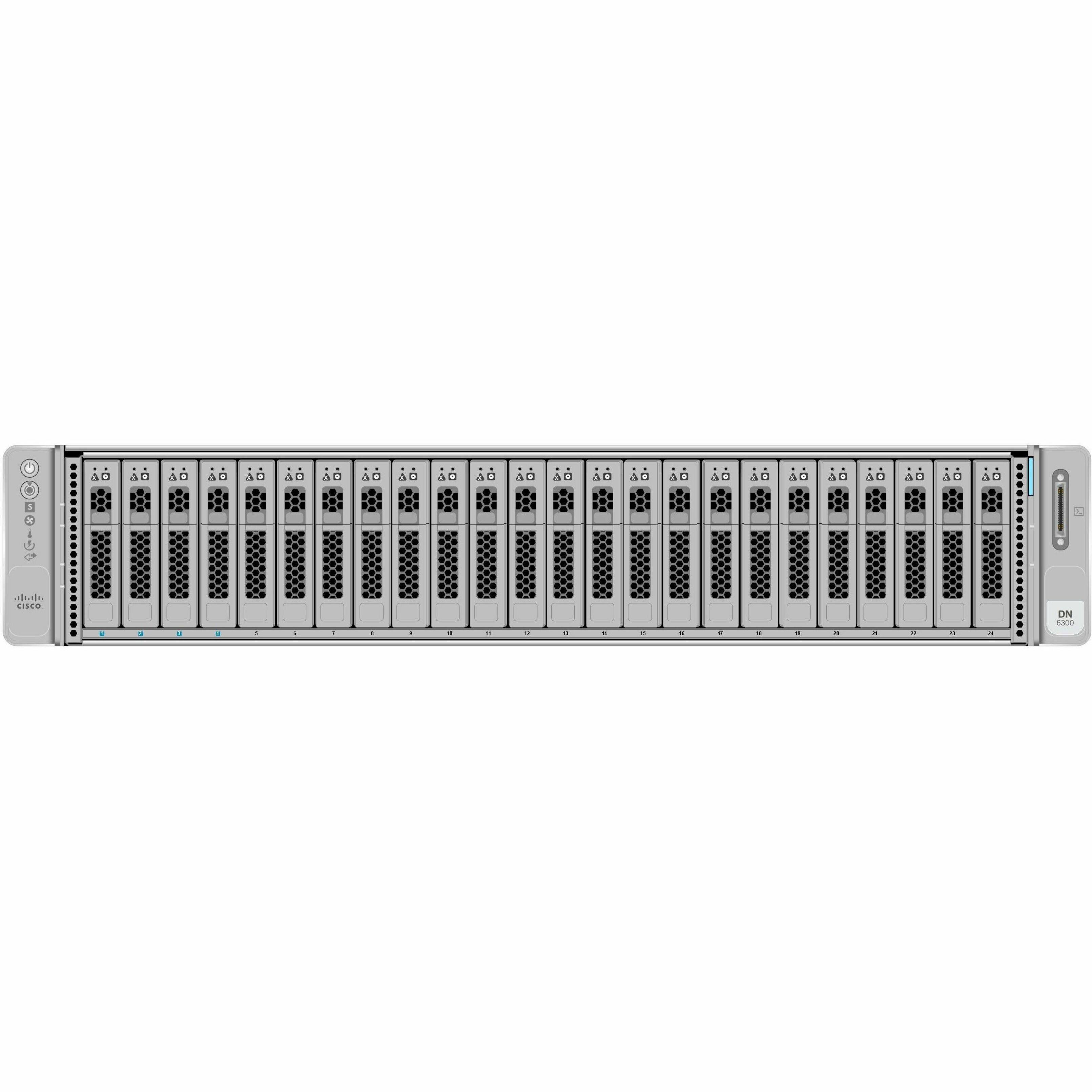 Cisco 6300 2U Rack-mountable Server - 2 EPYC 7443 2.85 GHz - 512 GB RAM - 43.20 TB HDD - (24 x 1.8TB) HDD Configuration - 480 GB SSD - (2 x 240GB) SSD Configuration - 12Gb/s SAS Controller - AMD Chip 