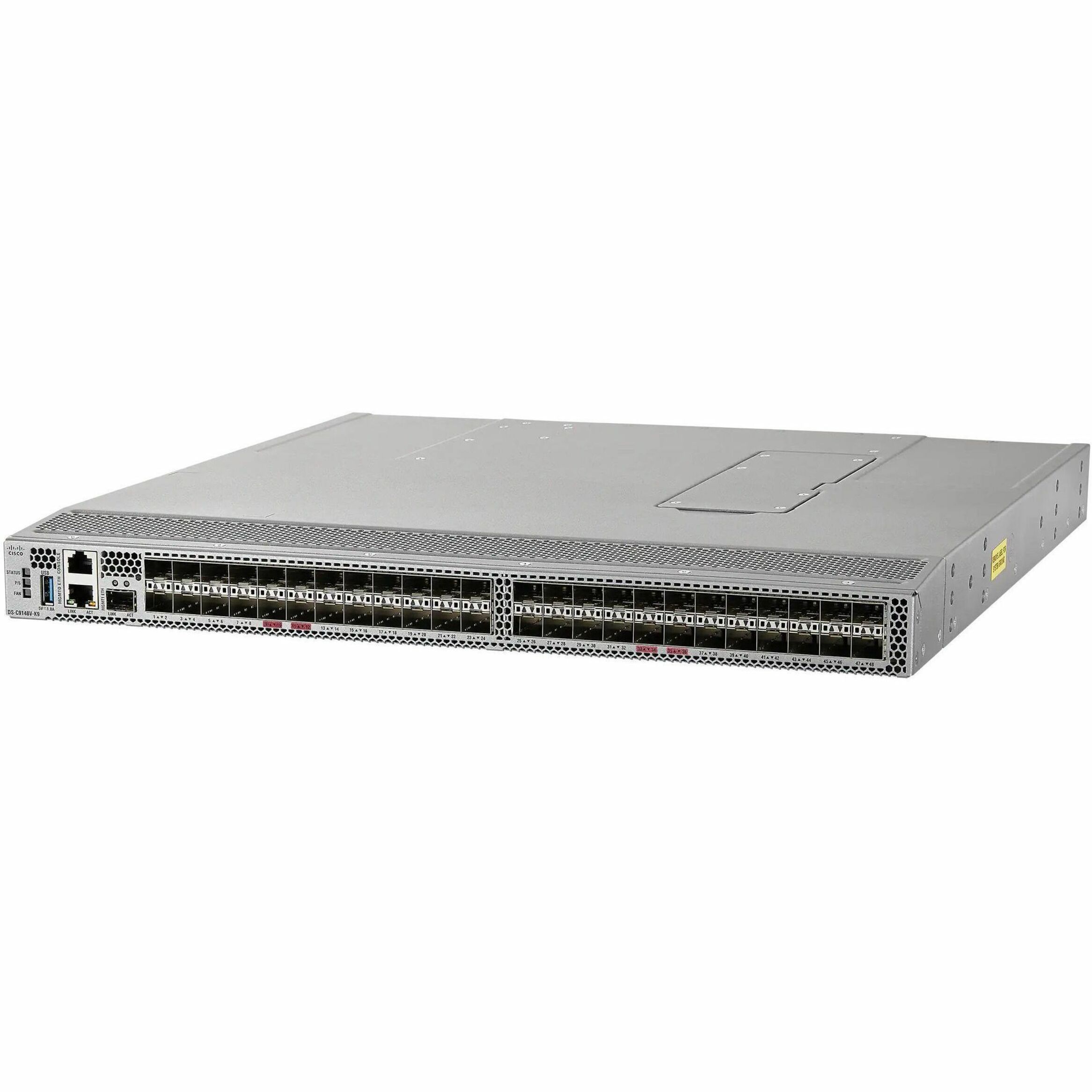 Cisco MDS 9148V 64-Gbps 48-Port Fibre Channel Switch - 48 Ports - 64 Gbit/s - 48 Fiber Channel Ports - Gigabit Ethernet - 48 x Total Expansion Slots - SFP+ - 48 x SFP+ Slots - Manageable - Rack-mounta