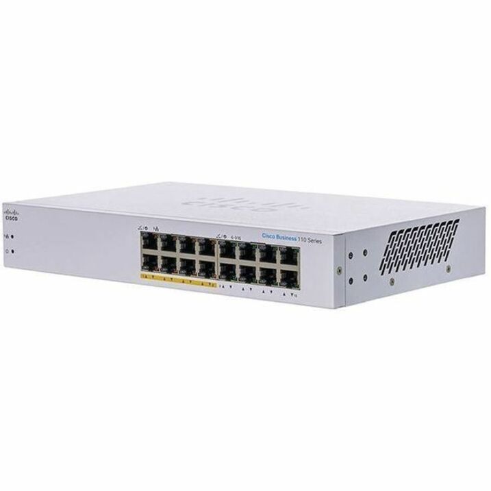 Cisco 110 CBS110-16PP Ethernet Switch - 16 Ports - Gigabit Ethernet - 10/100/1000Base-T - Refurbished - 2 Layer Supported - 11.41 W Power Consumption - 64 W PoE Budget - Twisted Pair - PoE Ports - Des