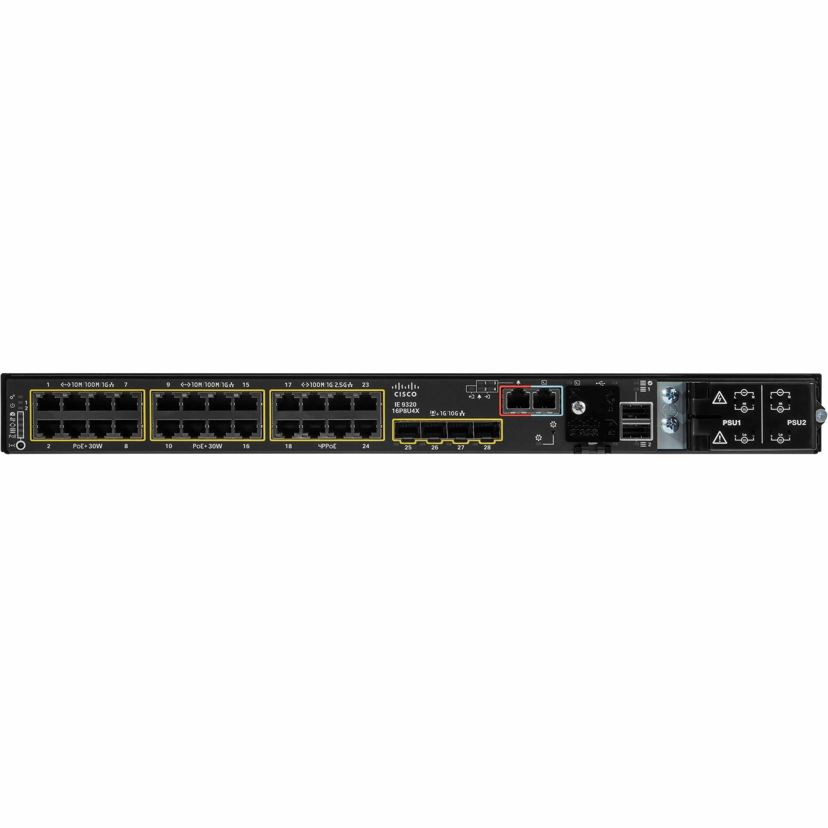 Cisco Catalyst IE-9320-24P4X Ethernet Switch - 24 Ports - Manageable - Gigabit Ethernet, 10 Gigabit Ethernet - 10/100/1000Base-T, 10GBase-X - 3 Layer Supported - Modular - 39 W Power Consumption - 720