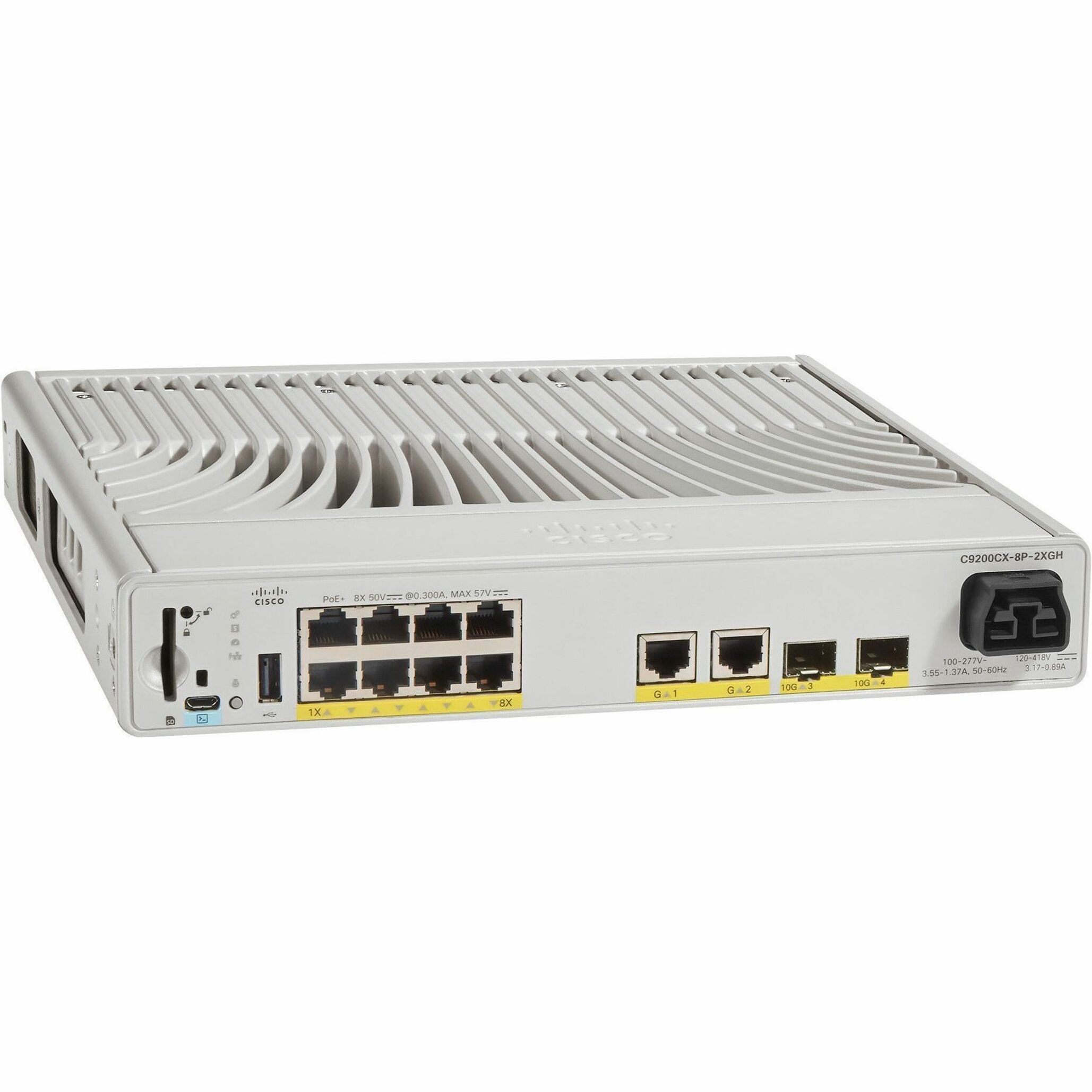 Cisco Catalyst C9200CX-8P-2XGH Ethernet Switch - 10 Ports - Manageable - 10 Gigabit Ethernet - 10GBase-X, 10/100/1000Base-T - 3 Layer Supported - 315 W Power Consumption - 240 W PoE Budget - Optical F