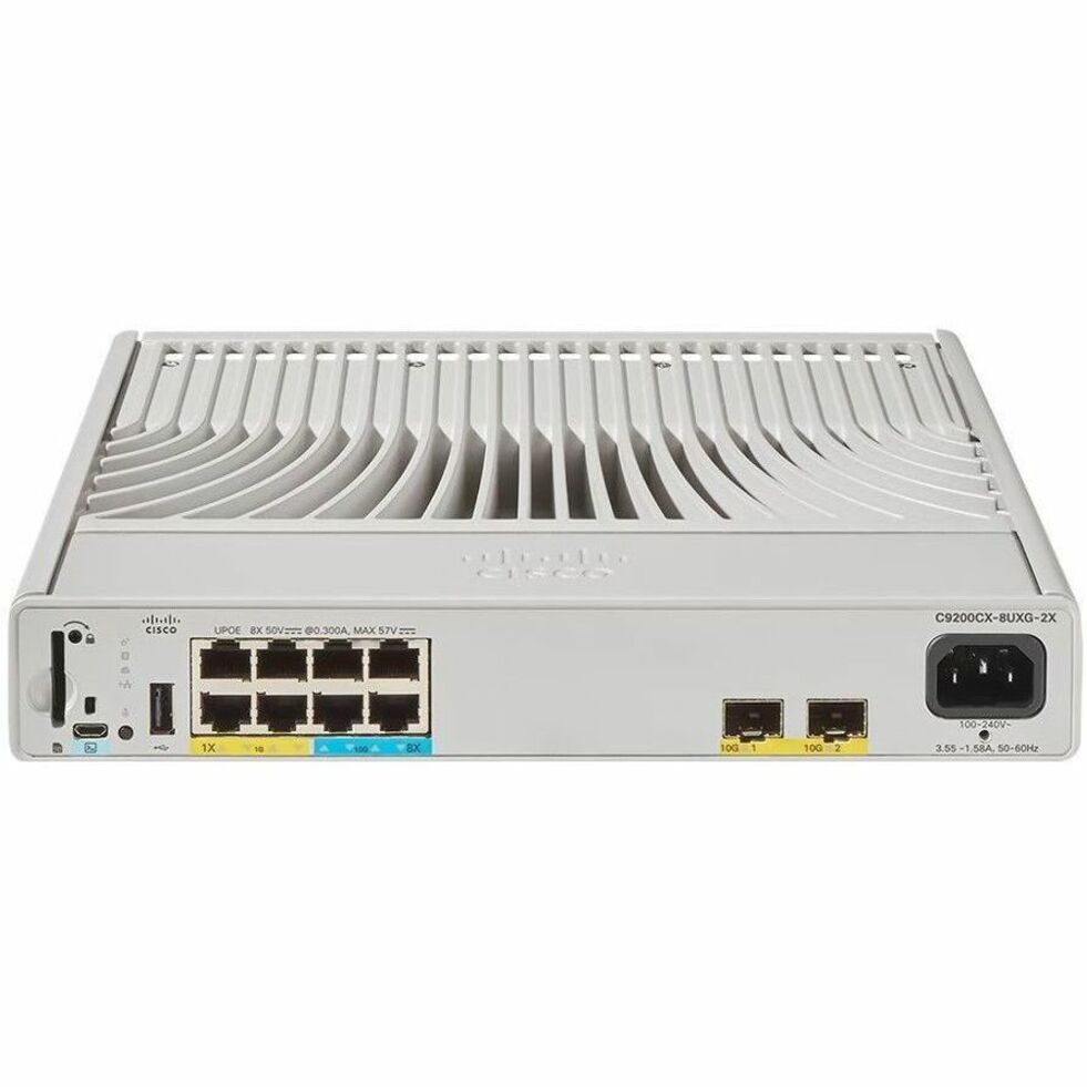Cisco Catalyst C9200CX-8UXG-2X Ethernet Switch - 8 Ports - Manageable - Gigabit Ethernet, 10 Gigabit Ethernet - 10GBase-X, 10/100/1000Base-T - 3 Layer Supported - Modular - 315 W Power Consumption - 2