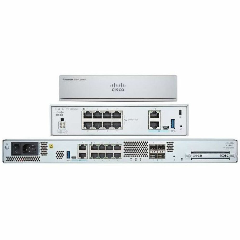 Cisco Firepower 1150 Network Security/Firewall Appliance - 8 Port - 1000Base-T, 1000Base-X - Gigabit Ethernet - 3 Gbit/s Firewall Throughput - 800 VPN - 8 x RJ-45 - 4 Total Expansion Slots - 50 Hz, 60