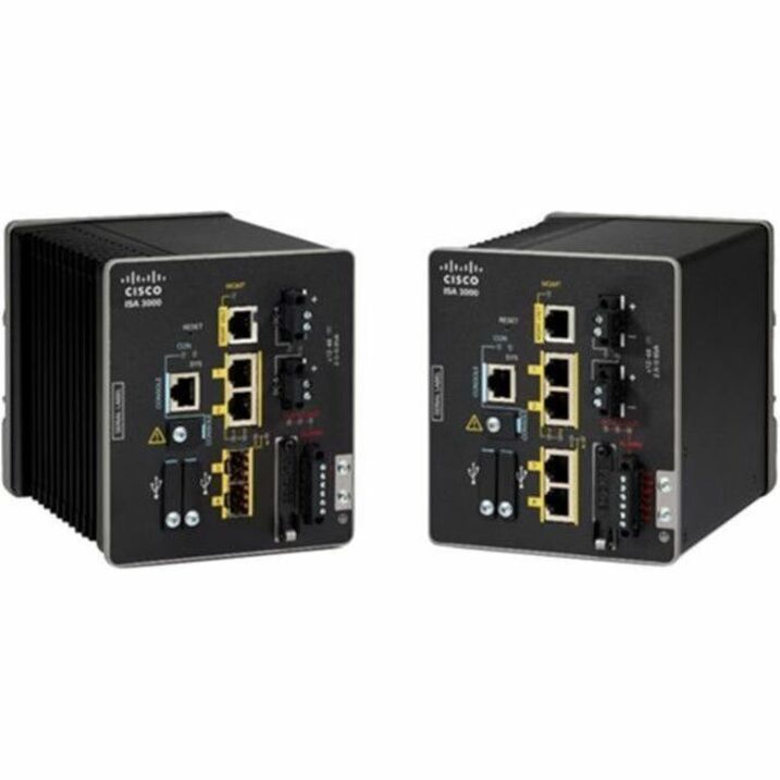 Cisco Secure Firewall ISA3000 - Application Security - 2 Port - 10/100/1000Base-T, 1000Base-X - Gigabit Ethernet - 500 Mbit/s Firewall Throughput - SSL - 2 x RJ-45 - 3 Total Expansion Slots - DIN Rail