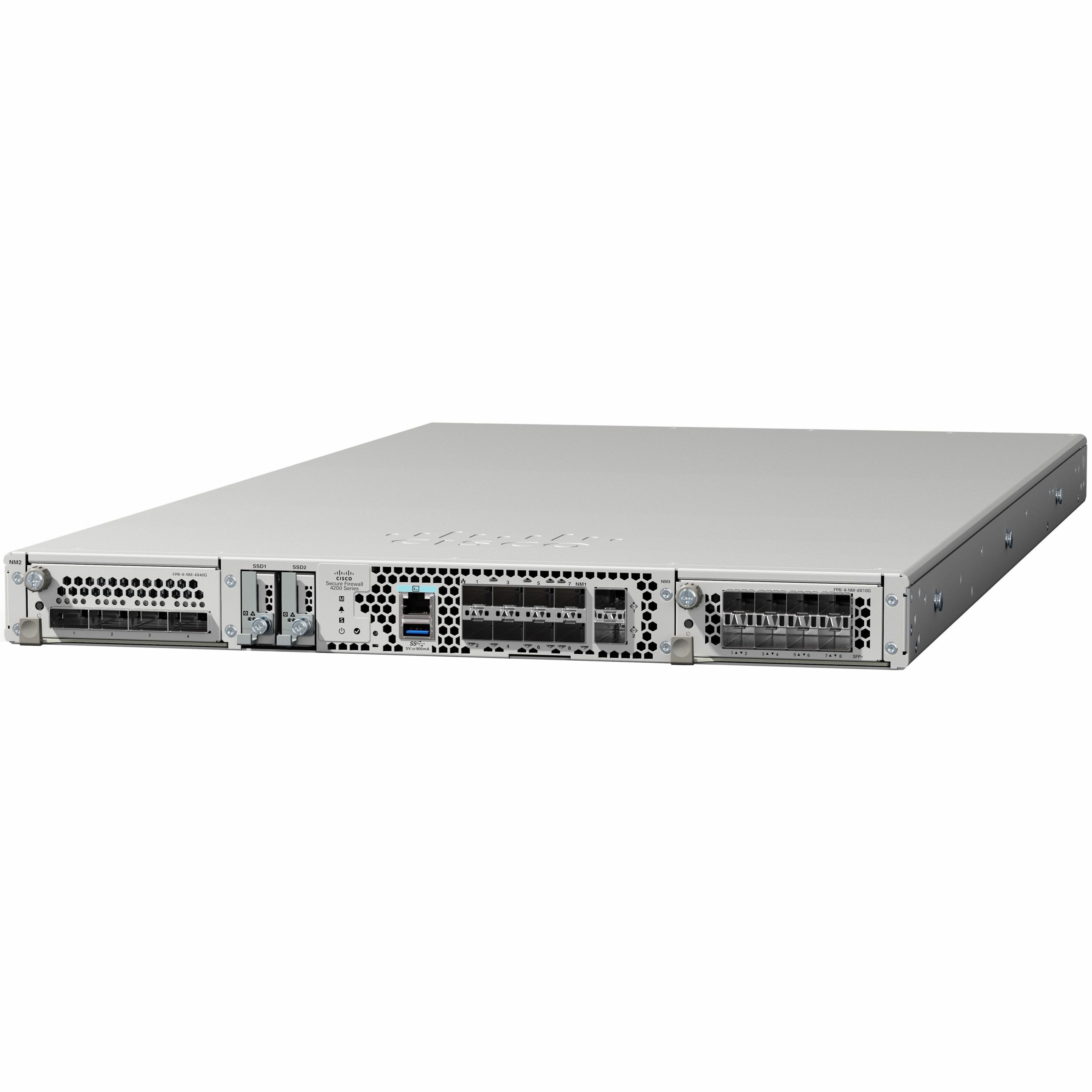 Cisco Secure Firewall 4200 Series - 10GBase-X - 25 Gigabit Ethernet - 95 Gbit/s Firewall Throughput - 8 Total Expansion Slots - 50 Hz, 60 Hz - 1U - Rack-mountable, Rail-mountable