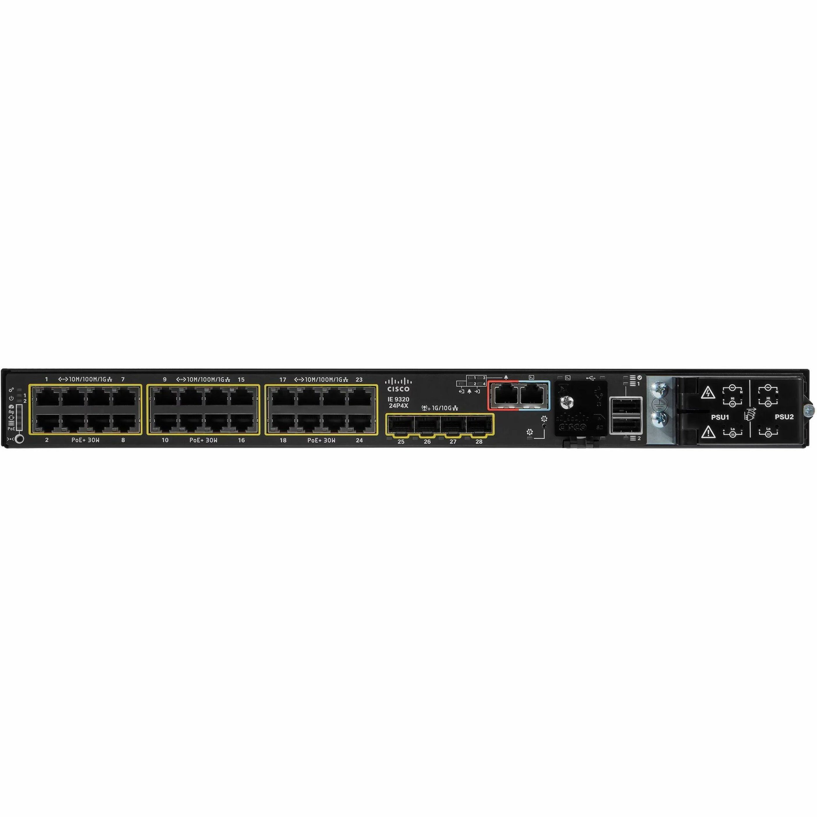 Cisco Catalyst IE9300 Ethernet Switch - 24 Ports - Manageable - Gigabit Ethernet, 2.5 Gigabit Ethernet, 10 Gigabit Ethernet - 10/100/1000Base-T, 10GBase-X, 2.5GBase-T - 3 Layer Supported - 45 W Power 