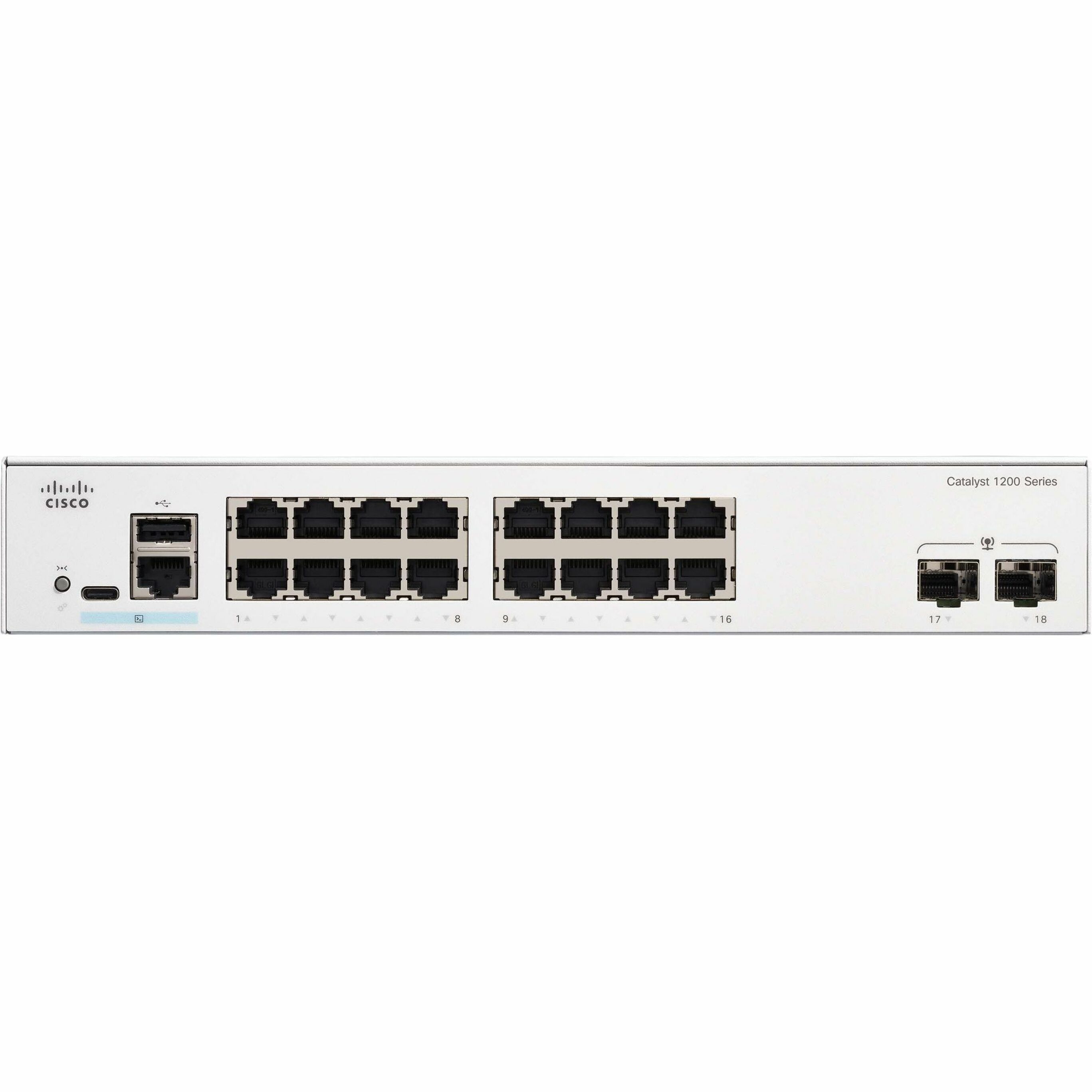 Cisco Catalyst C1200-8T-E-2G Ethernet Switch - 10 Ports - Manageable - Gigabit Ethernet - 1000Base-X, 10/100/1000Base-T - 3 Layer Supported - Modular - 2 SFP Slots - 12.56 W Power Consumption - Optica
