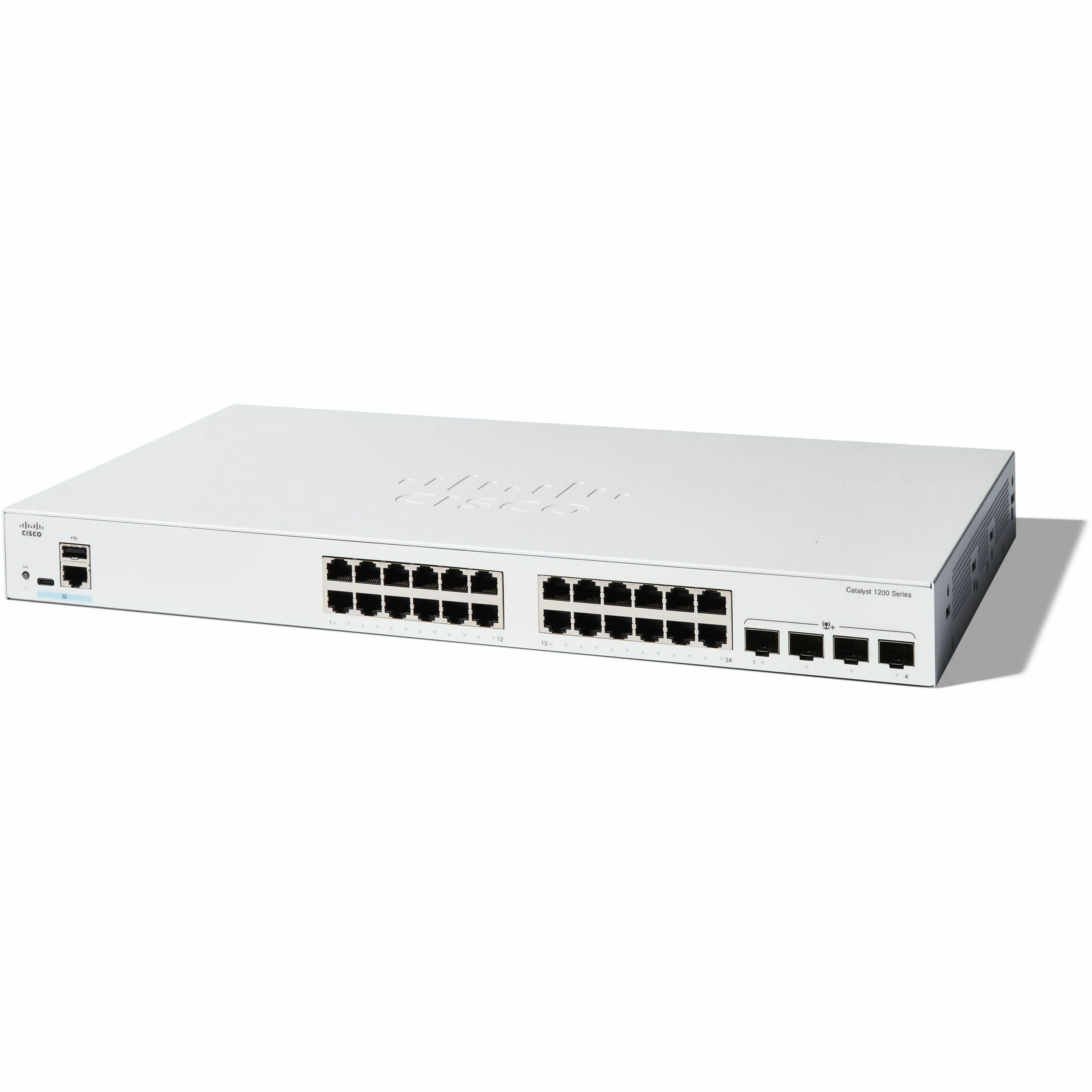 Cisco Catalyst C1200-24T-4X Ethernet Switch - 24 Ports - Manageable - 10 Gigabit Ethernet - 10/100/1000Base-T, 10GBase-X - 3 Layer Supported - Modular - 27.25 W Power Consumption - Optical Fiber, Twis