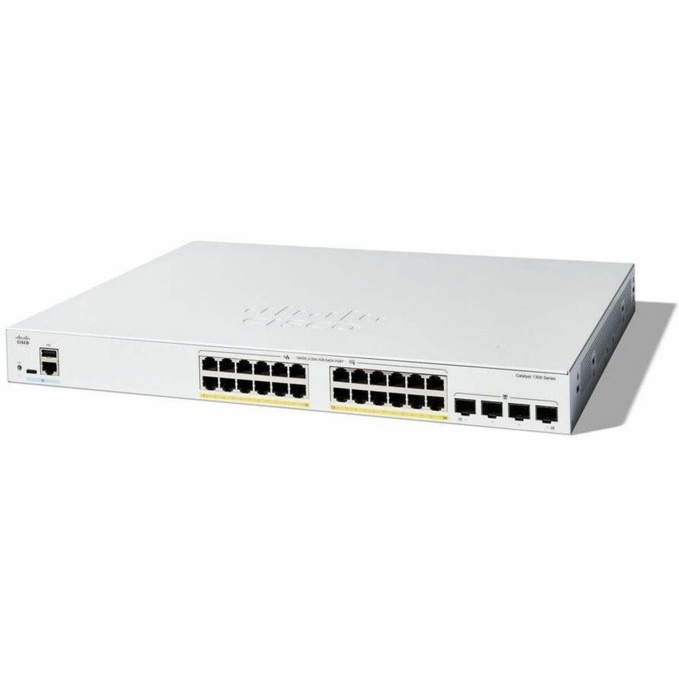 Cisco Catalyst C1300-24FP-4G Ethernet Switch - 24 Ports - Manageable - Gigabit Ethernet - 10/100/1000Base-T, 1000Base-X - 3 Layer Supported - Modular - 4 SFP Slots - 438.30 W Power Consumption - 370 W
