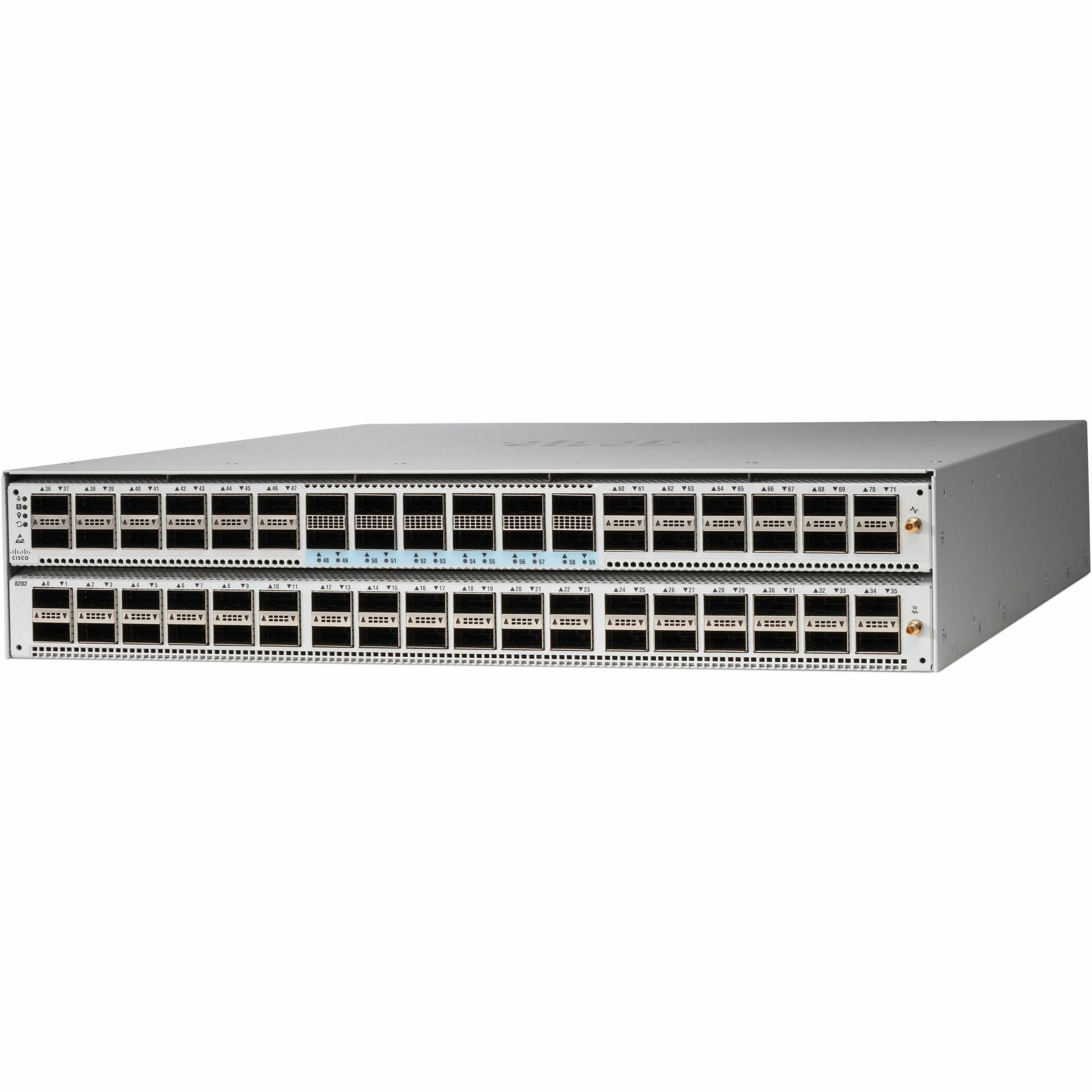 Cisco 8202 Router Chassis - Refurbished - Management Port - 72 QSFP28 Slots, QSFP56 Slots - 32 GB - 400 Gigabit Ethernet - 2U - Rack-mountable - 1 Year