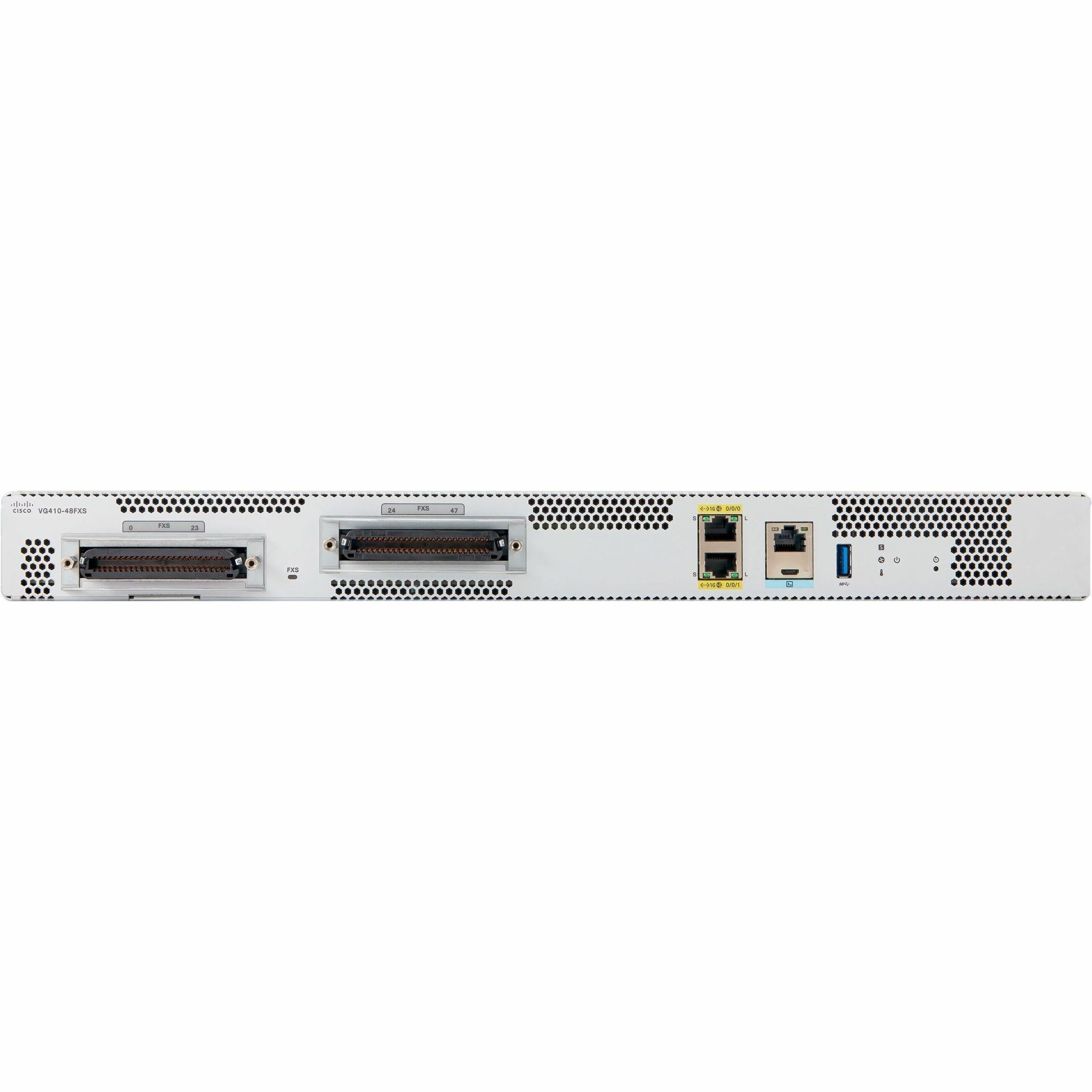 Cisco VG410-48FXS Data/Voice Gateway - 2 x RJ-45 - 48 x FXS - USB - Fast Ethernet, Gigabit Ethernet, Ethernet - 1U High - Rack-mountable