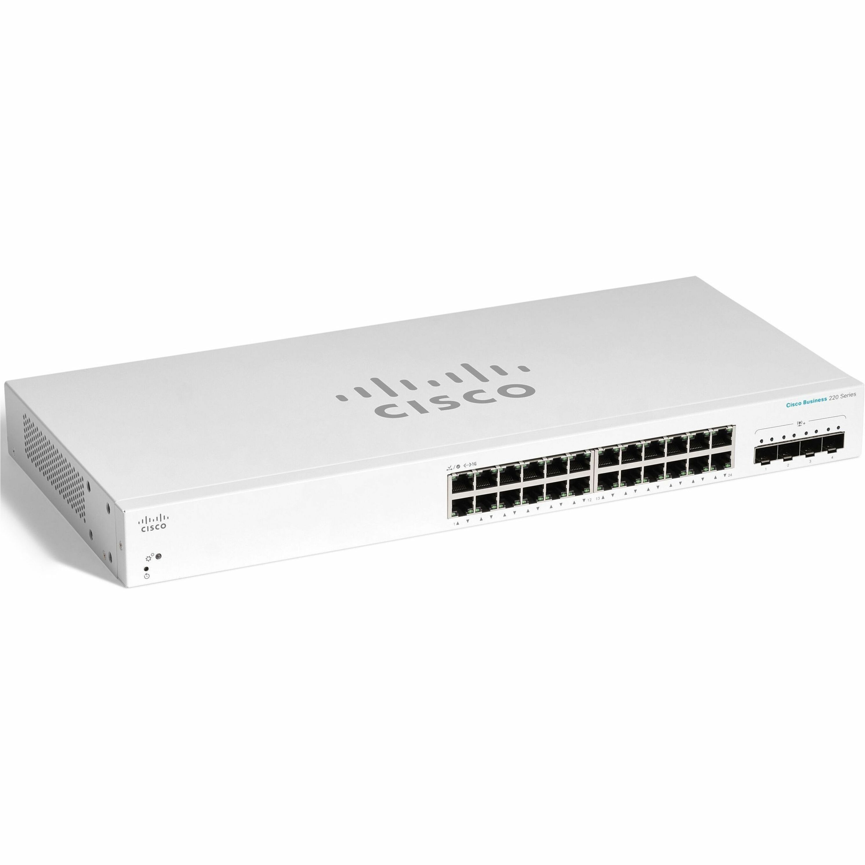 Cisco Business CBS220-24T-4X Ethernet Switch - 24 Ports - Manageable - Gigabit Ethernet, 10 Gigabit Ethernet - 1000Base-T, 10GBase-X - Refurbished - 2 Layer Supported - Modular - 23.60 W Power Consump