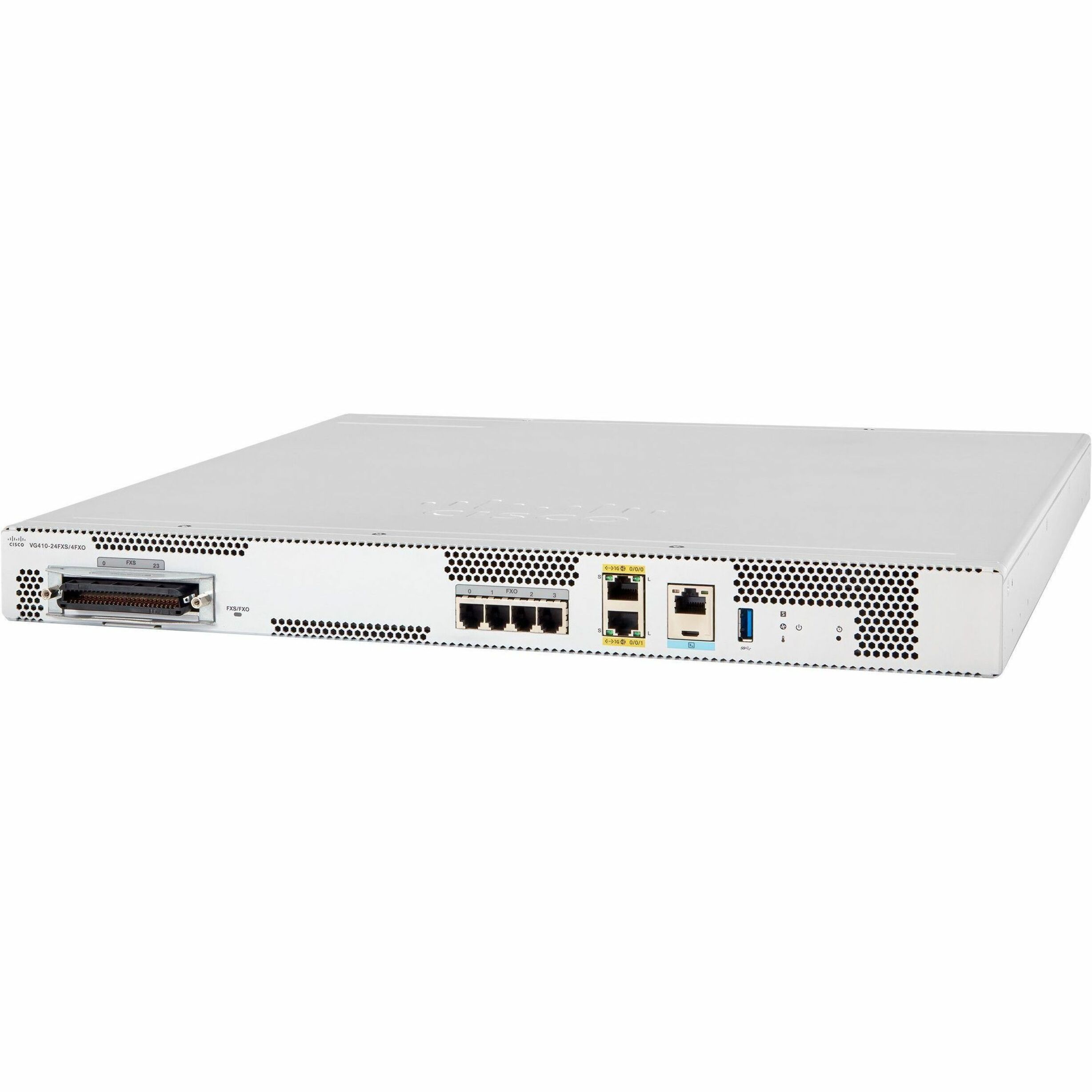 Cisco VG410 VoIP Gateway - 2 x RJ-45 - 24 x FXS - 4 x FXO - USB - Gigabit Ethernet - 1U High - Rack-mountable