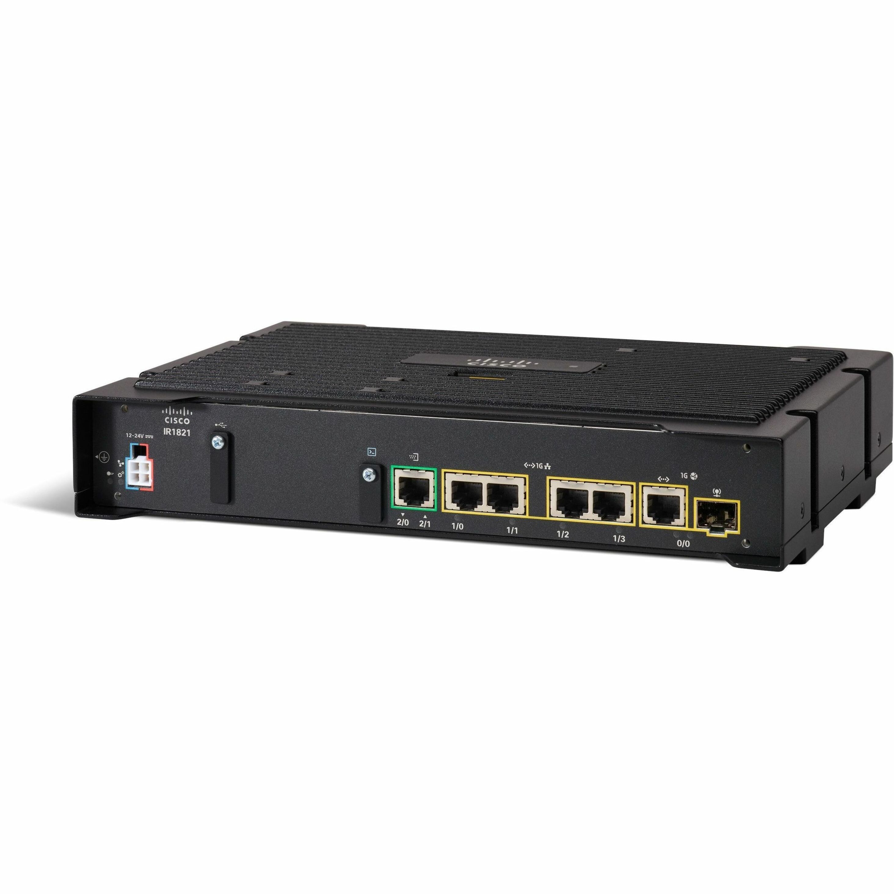 Cisco Catalyst IR1821-K9 Router - Refurbished - 5 Ports - 4 RJ-45 Port(s) - 1 WAN Port(s) - Management Port - 1 SFP Slots - Gigabit Ethernet - Desktop, DIN Rail, Panel Mount - 5 Year
