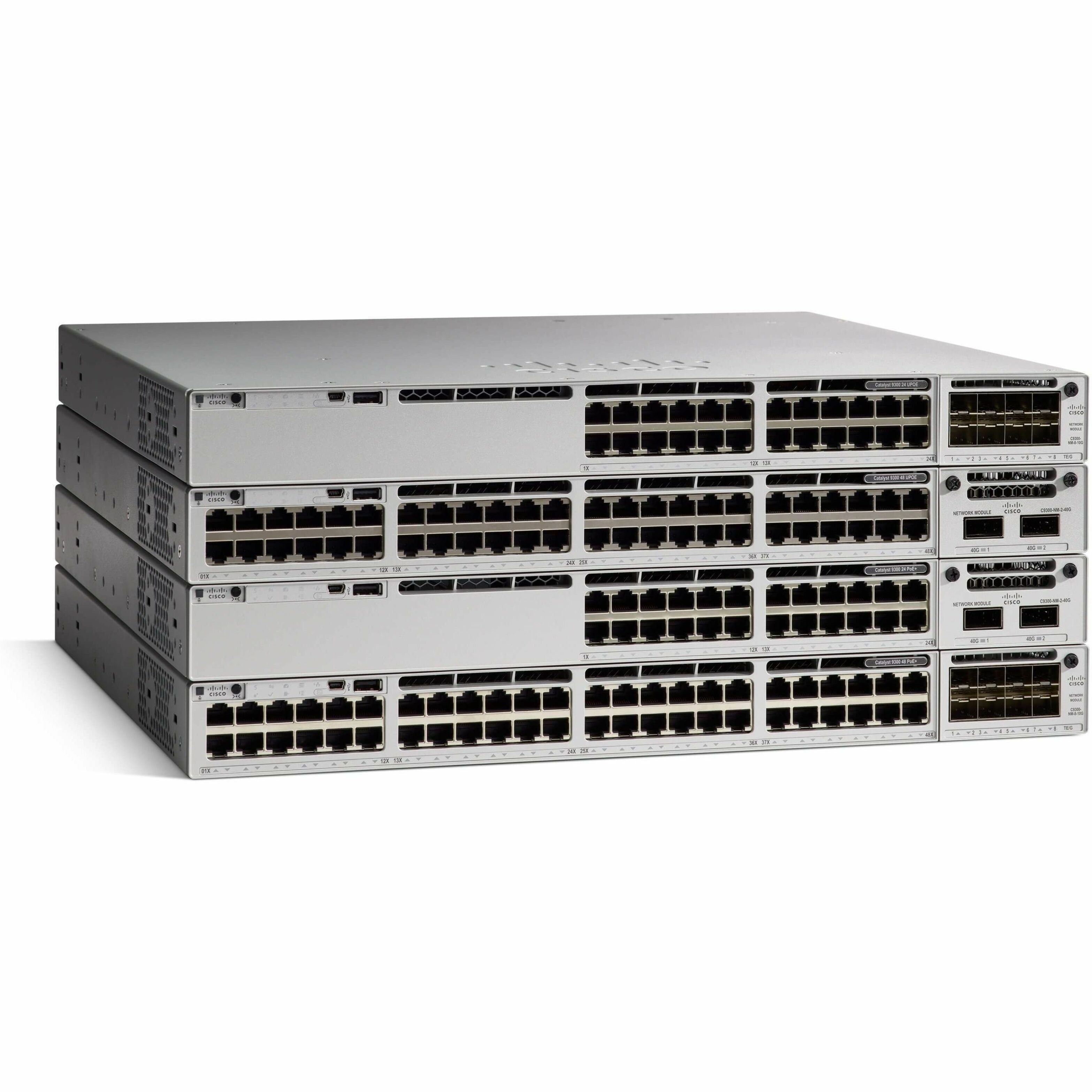 Cisco Catalyst C9300-24S Ethernet Switch - Manageable - Gigabit Ethernet - 1000Base-X - 2 Layer Supported - Modular - 24 SFP Slots - 715 W Power Consumption - Optical Fiber - 1U - Rack-mountable, Stan