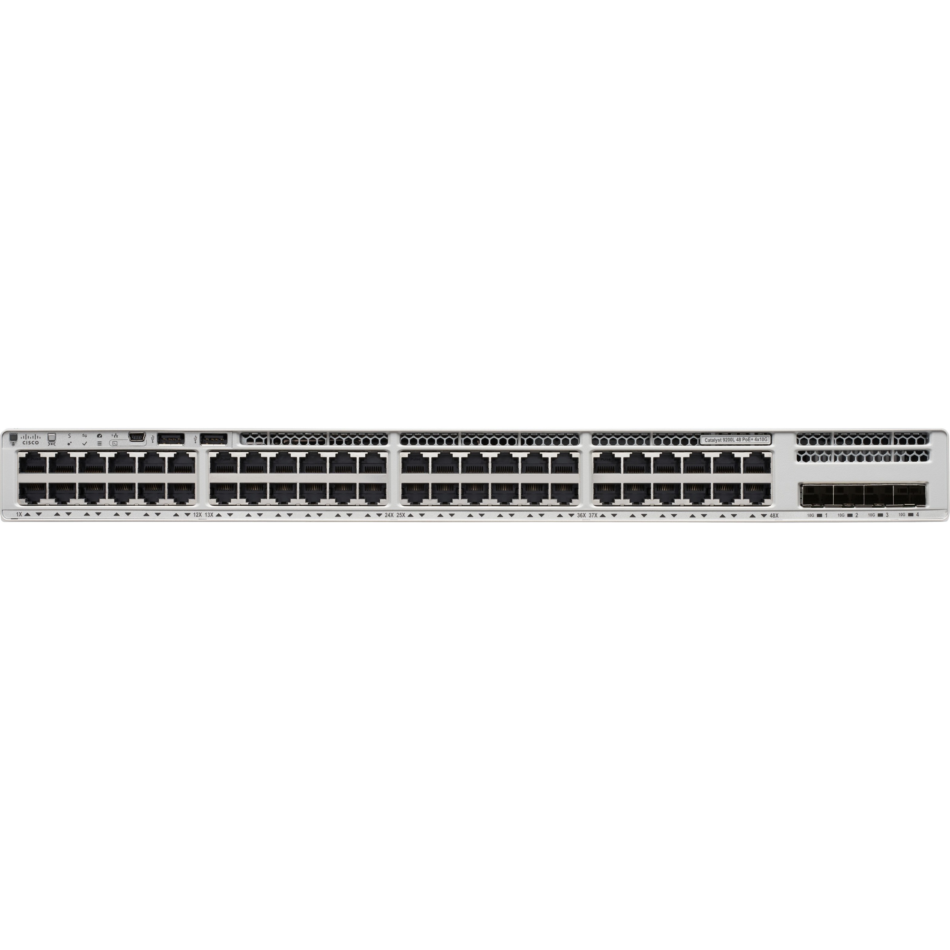 Cisco Catalyst C9200L-48P-4X Ethernet Switch - 48 Ports - Manageable - Gigabit Ethernet, 10 Gigabit Ethernet - 10/100/1000Base-T, 10GBase-X - Refurbished - 3 Layer Supported - Modular - 1000 W Power C