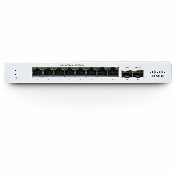 Meraki MS130-8P-I-HW Ethernet Switch - 8 Ports - Manageable - Gigabit Ethernet - 10/100/1000Base-T, 1000Base-X - 2 Layer Supported - 2 SFP Slots - 120 W PoE Budget - Optical Fiber, Twisted Pair - PoE 