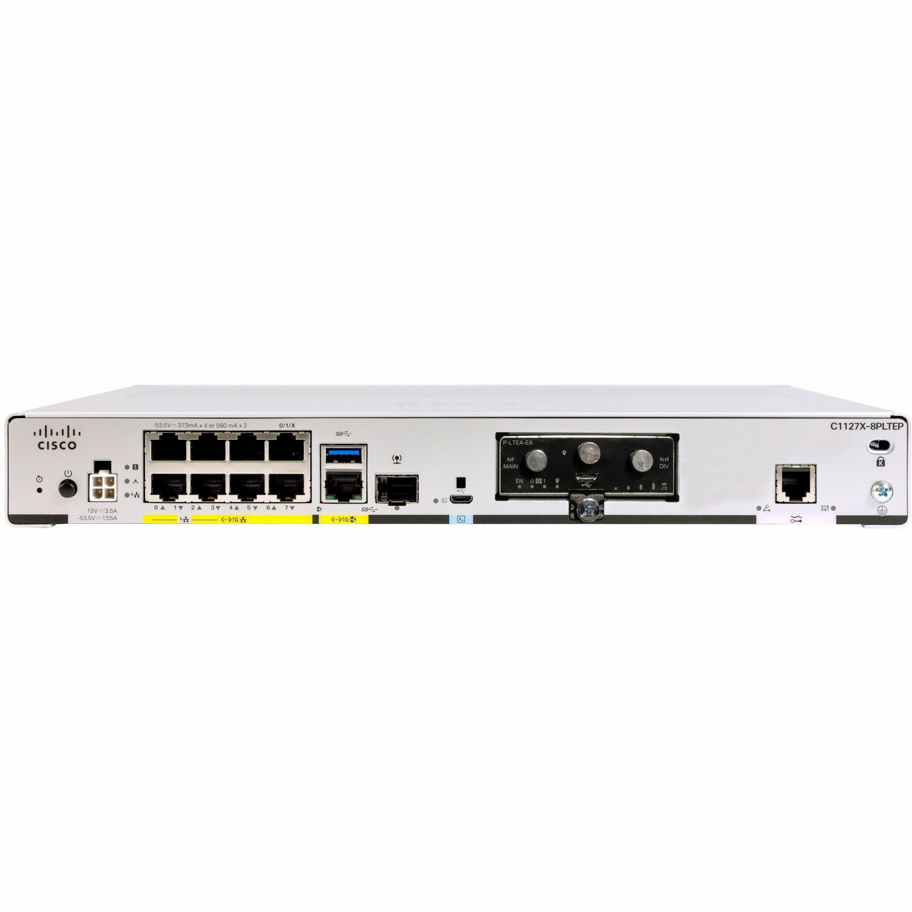 Cisco C1127X-8PLTEP Ethernet, Cellular, ADSL, VDSL2+ Modem/Wireless Router - Refurbished - 8 x Network Port - 1 x Broadband Port - USB - Gigabit Ethernet - Rack-mountable