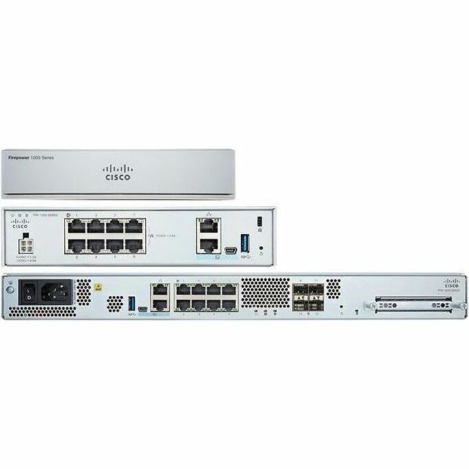 Cisco Firepower FPR-1010 Network Security/Firewall Appliance - 8 Port - 10/100/1000Base-T - Gigabit Ethernet - 2 Gbit/s Firewall Throughput - 75 VPN - 6 x RJ-45 - 50 Hz, 60 Hz - Desktop, Rack-mountabl