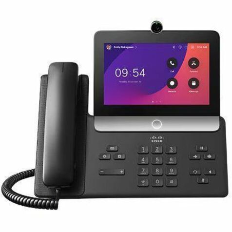 Webex 8875 IP Phone - Refurbished - Corded - Corded - Wi-Fi, Bluetooth - Desktop - Carbon Black - VoIP - IEEE 802.11a/b/g/n/ac - 2 x Network (RJ-45) - PoE Ports