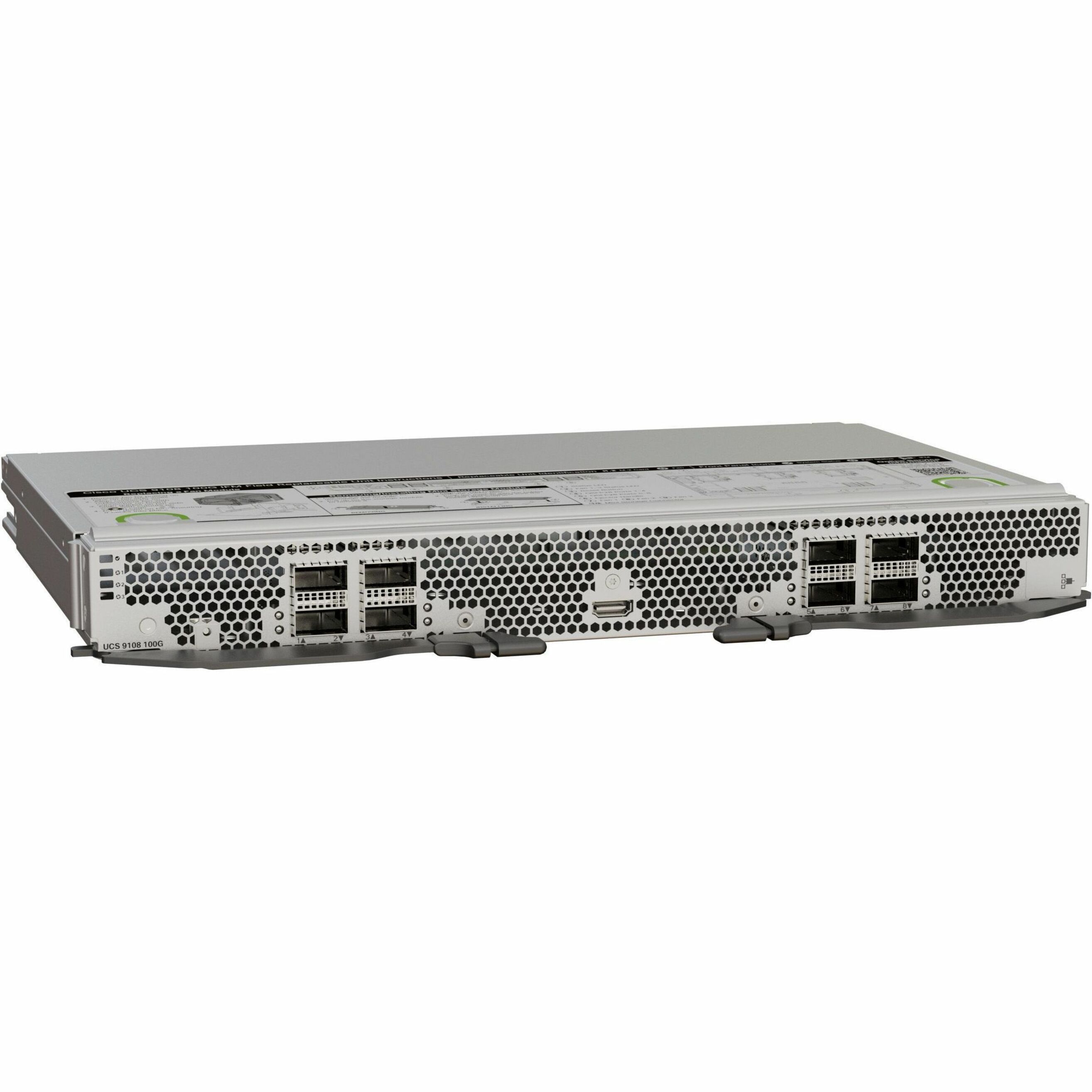 Cisco UCS 9108 Fabric Module - For Data Networking, Optical Network - 8 x 100GBase-X Expansion Slot - Optical Fiber100 Gigabit Ethernet - 100GBase-X - 100 Gbit/s - 8 x Expansion Slots - QSFP28 - Plug-