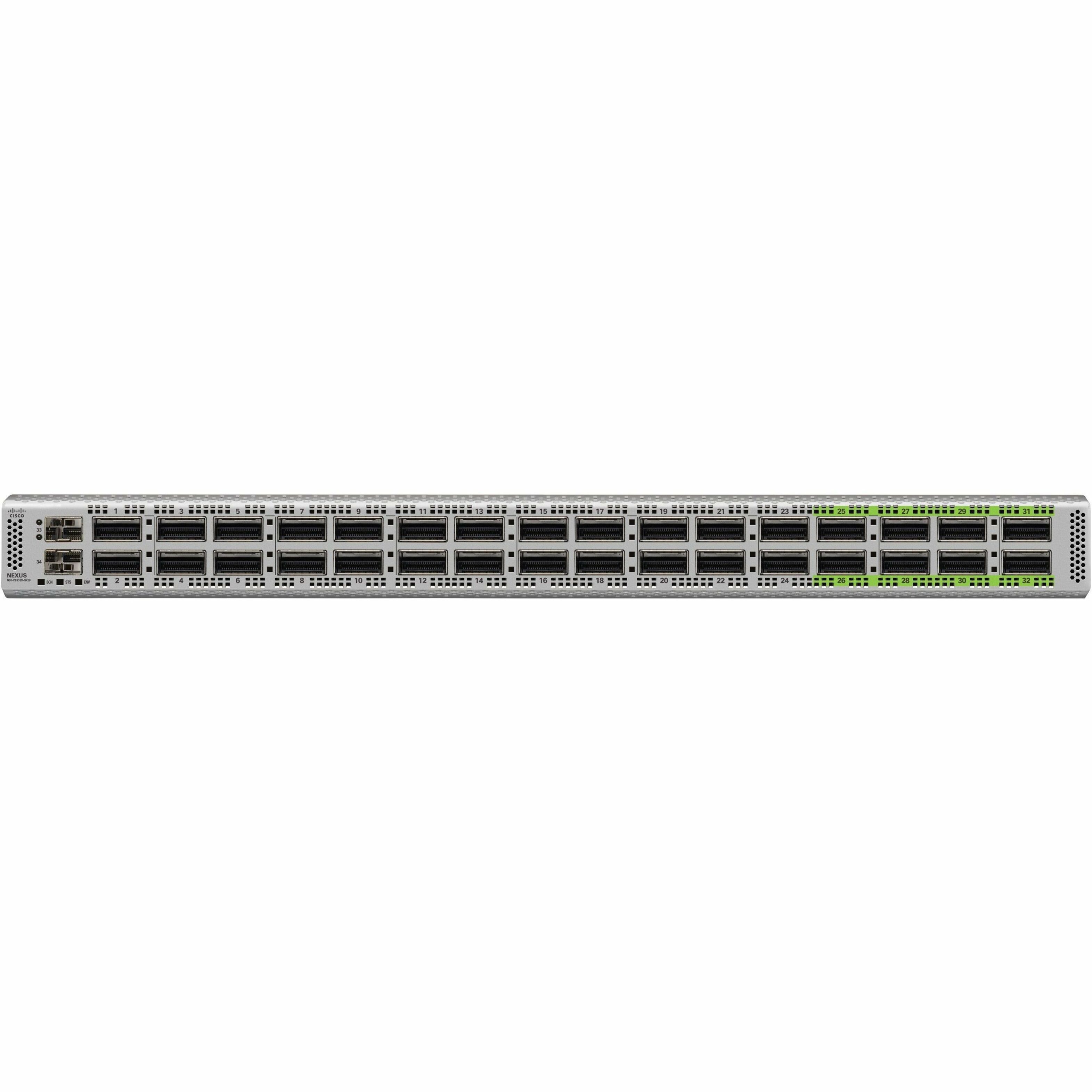 Cisco Nexus N9K-C9332D-GX2B Ethernet Switch - Manageable - 400 Gigabit Ethernet, 10 Gigabit Ethernet - 10GBase-X - Refurbished - 3 Layer Supported - Modular - 1442 W Power Consumption - Optical Fiber 