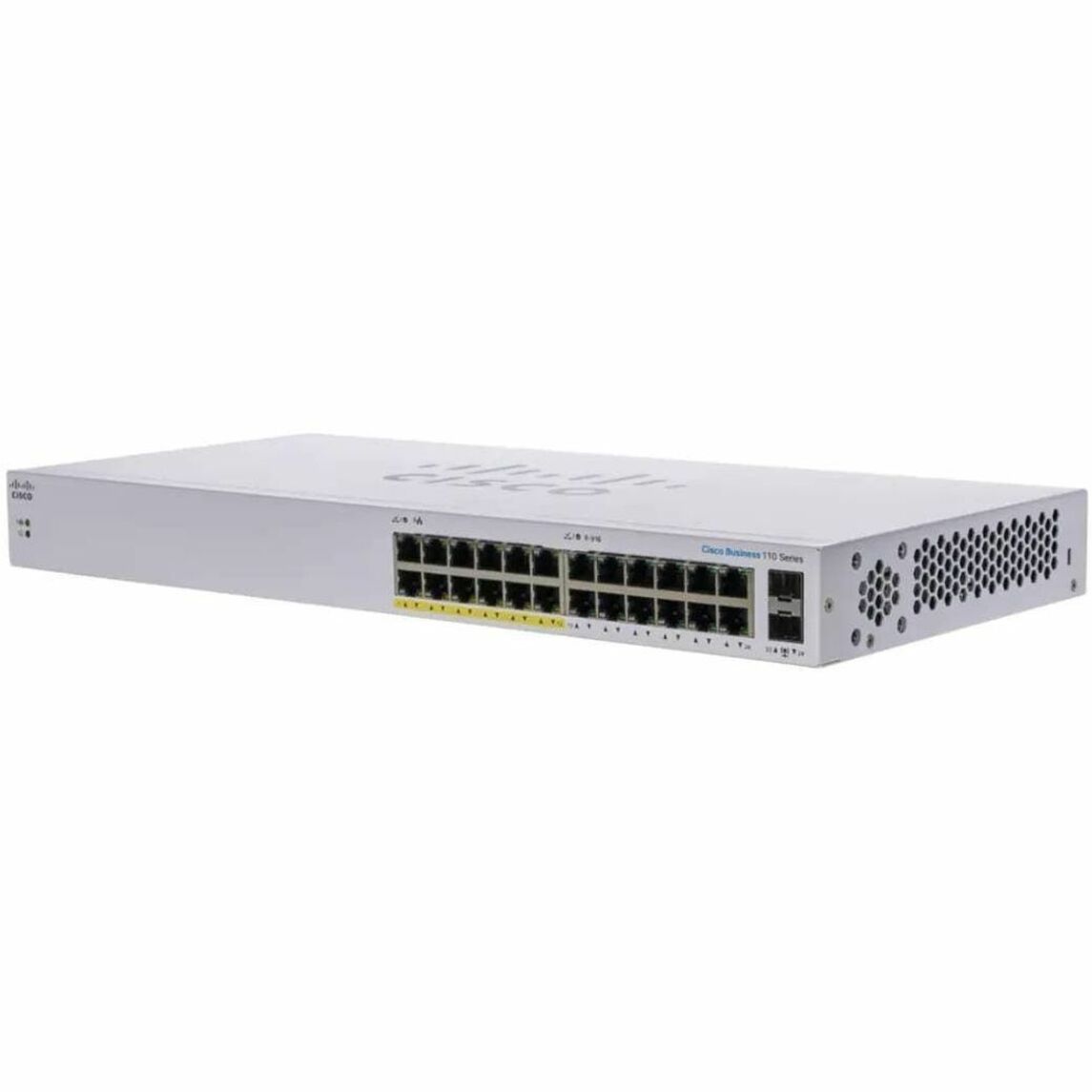 Cisco Business 110 CBS110-24T Ethernet Switch - 24 Ports - Gigabit Ethernet - 10/100/1000Base-T, 1000Base-X - 2 Layer Supported - Modular - 2 SFP Slots - 16.34 W Power Consumption - Twisted Pair, Opti