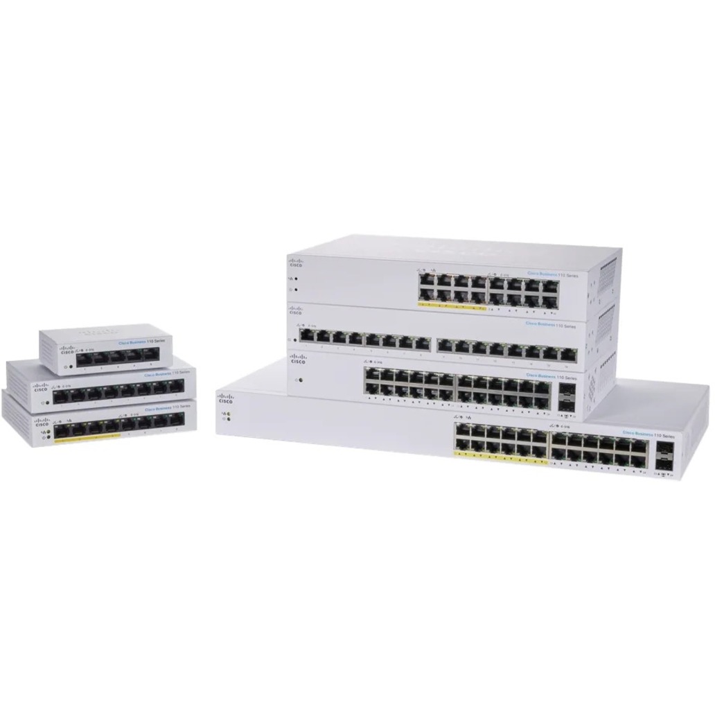 Cisco Business CBS110-16PP Ethernet Switch - 16 Ports - Gigabit Ethernet - 10/100/1000Base-T - Refurbished - 2 Layer Supported - 11.41 W Power Consumption - 64 W PoE Budget - Twisted Pair - PoE Ports 