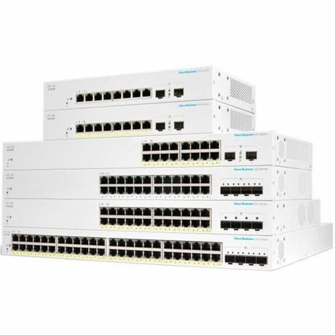 Cisco Business CBS220-24P-4X Ethernet Switch - 24 Ports - Manageable - Gigabit Ethernet, 10 Gigabit Ethernet - 10/100/1000Base-T, 10GBase-X - Refurbished - 2 Layer Supported - Modular - 37.60 W Power 