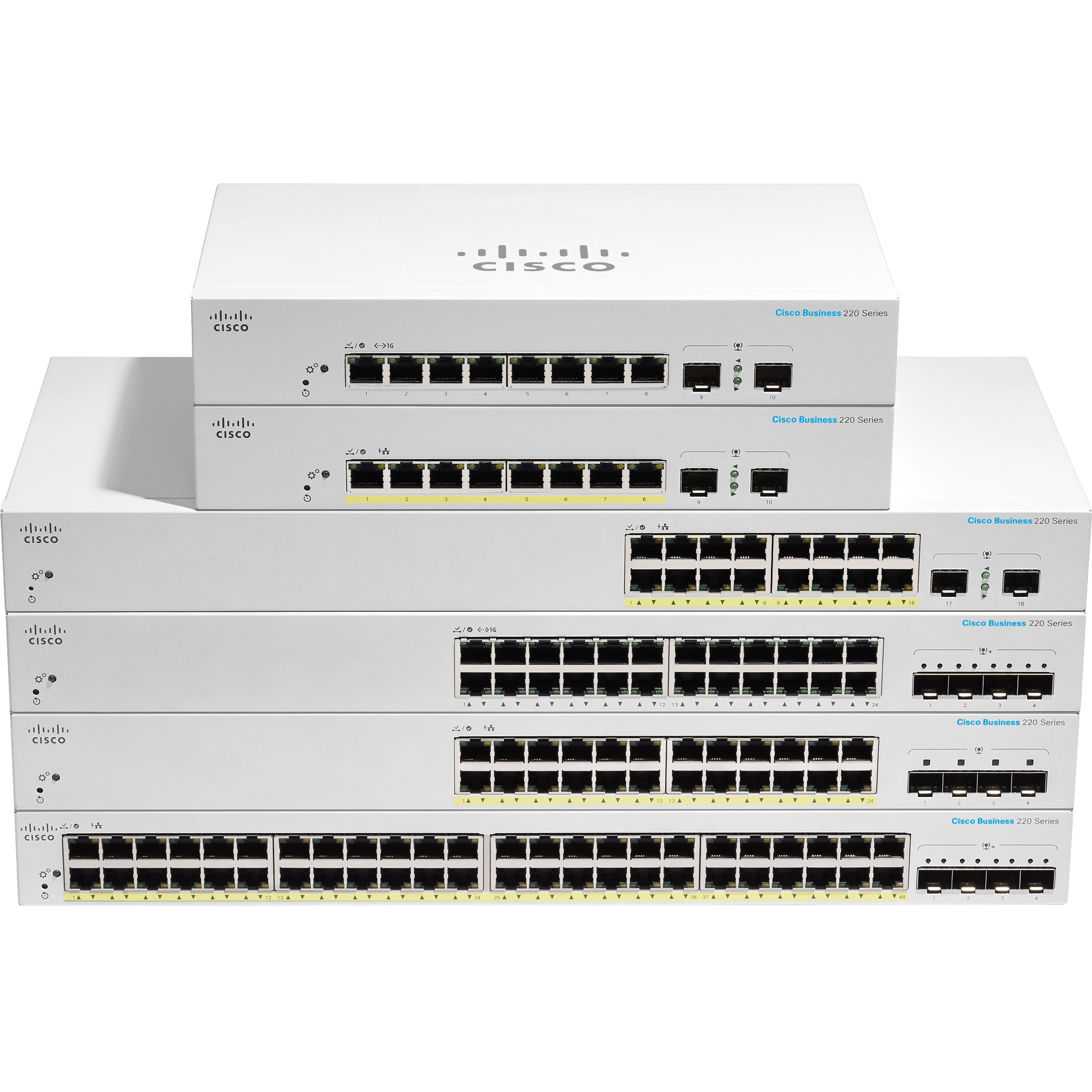 Cisco Business CBS220-48P-4G Ethernet Switch - 48 Ports - Manageable - Gigabit Ethernet - 10/100/1000Base-T, 1000Base-X - Refurbished - 2 Layer Supported - Modular - 4 SFP Slots - 53 W Power Consumpti