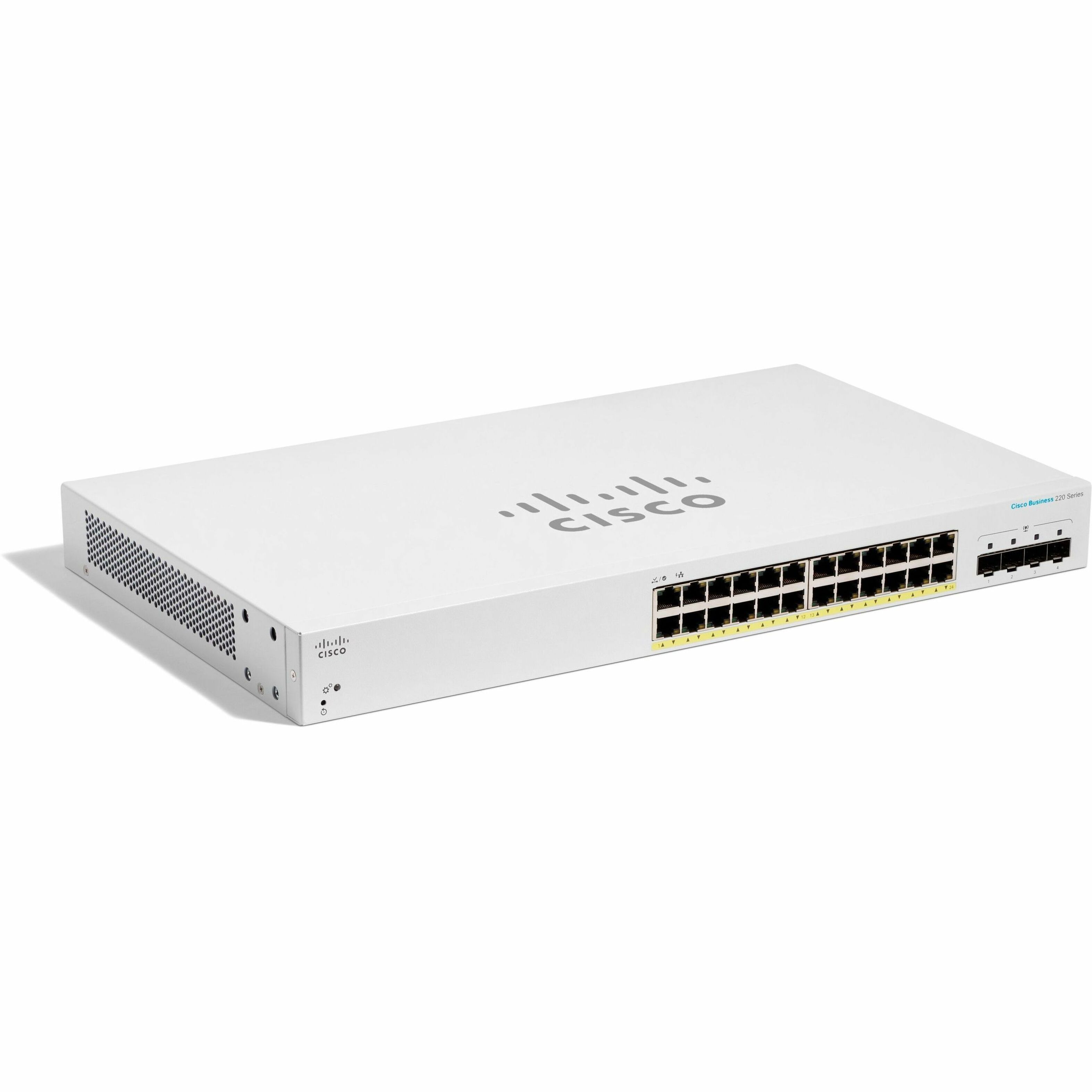 Cisco Business CBS220-24FP-4G Ethernet Switch - 24 Ports - Manageable - Gigabit Ethernet - 10/100/1000Base-T, 1000Base-X - Refurbished - 2 Layer Supported - Modular - 4 SFP Slots - 30.80 W Power Consu