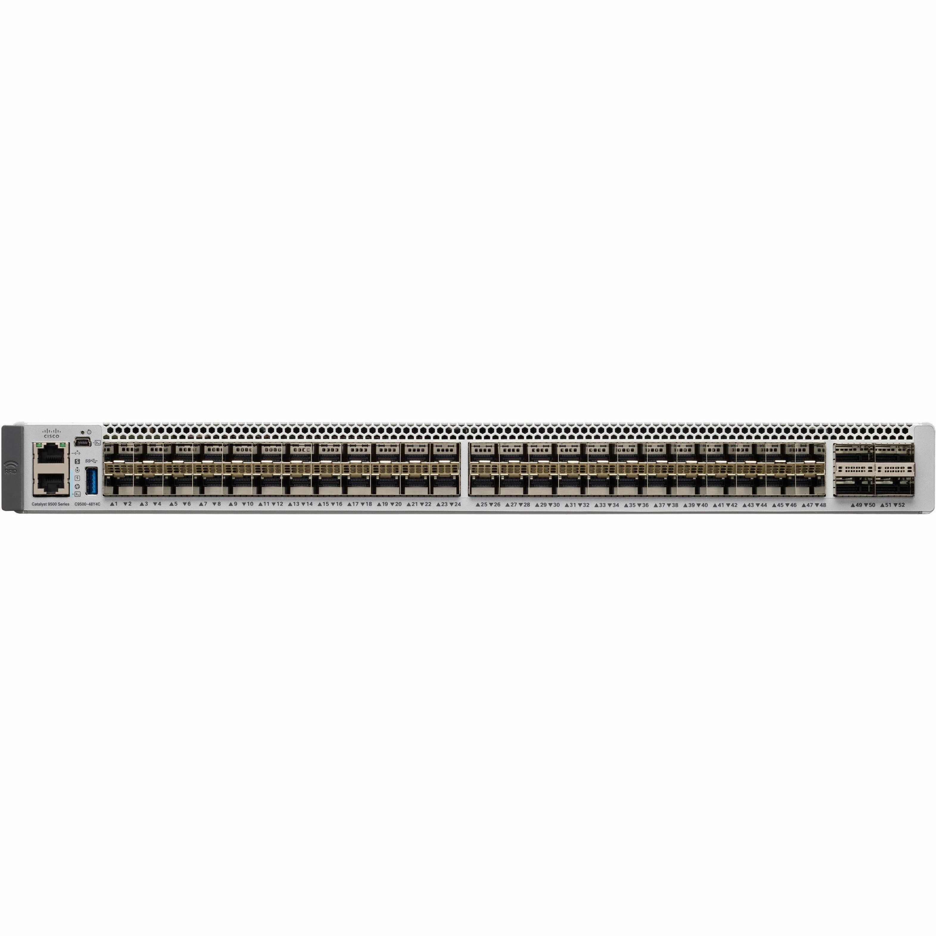 Cisco Catalyst C9500-48Y4C Ethernet Switch - Manageable - 25 Gigabit Ethernet, 100 Gigabit Ethernet - 25GBase-X, 100GBase-X - Refurbished - 3 Layer Supported - Modular - 650 W Power Consumption - Opti