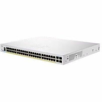 Cisco 250 CBS250-48P-4G Ethernet Switch - 52 Ports - Manageable - Gigabit Ethernet - 1000Base-T, 1000Base-X - Refurbished - 2 Layer Supported - Modular - 4 SFP Slots - 370 W PoE Budget - Optical Fiber