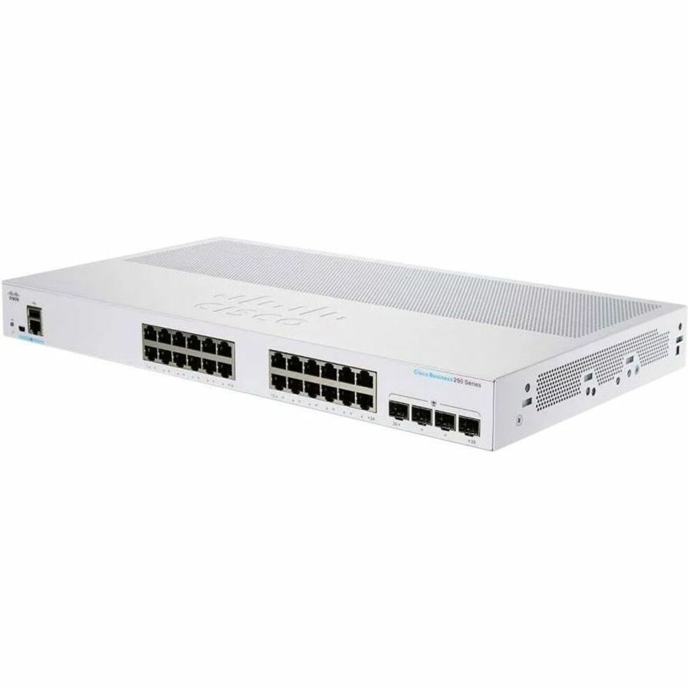 Cisco 250 CBS250-24T-4G Ethernet Switch - 28 Ports - Manageable - Gigabit Ethernet - 1000Base-T, 1000Base-X - Refurbished - 2 Layer Supported - Modular - 4 SFP Slots - 25.91 W Power Consumption - Opti