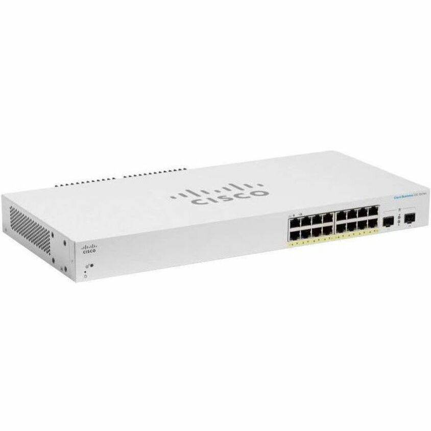 Cisco Business CBS220-16T-2G Ethernet Switch - 16 Ports - Manageable - Gigabit Ethernet - 1000Base-T, 1000Base-X - Refurbished - 2 Layer Supported - Modular - 2 SFP Slots - 11.40 W Power Consumption -