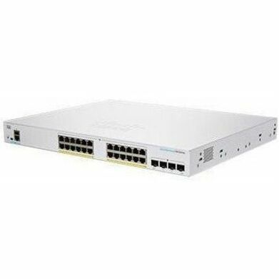 Cisco 250 CBS250-24FP-4X Ethernet Switch - 28 Ports - Manageable - Gigabit Ethernet, 10 Gigabit Ethernet - 1000Base-T, 10GBase-X - Refurbished - 2 Layer Supported - Modular - 370 W PoE Budget - Optica