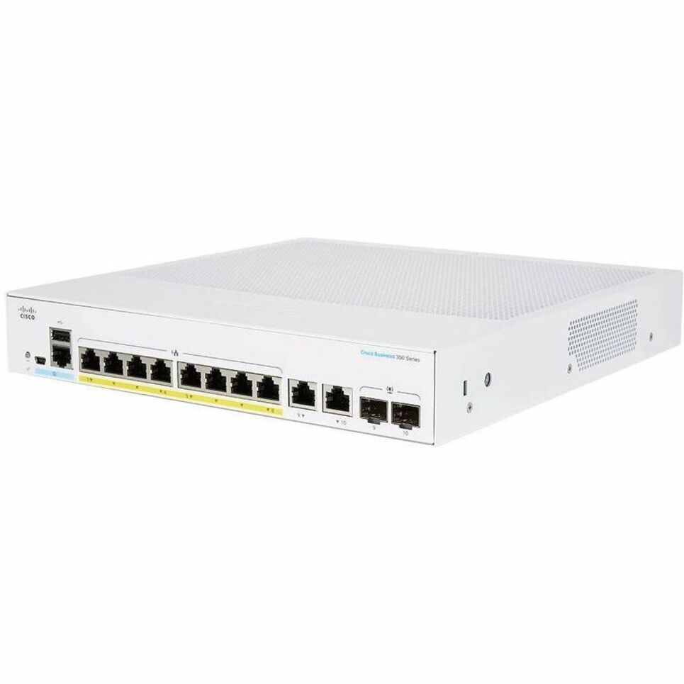 Cisco Business 250 CBS250-8FP-E-2G Ethernet Switch - 10 Ports - Manageable - Gigabit Ethernet - 1000Base-T, 1000Base-X - Refurbished - 3 Layer Supported - Modular - 2 SFP Slots - 17.07 W Power Consump