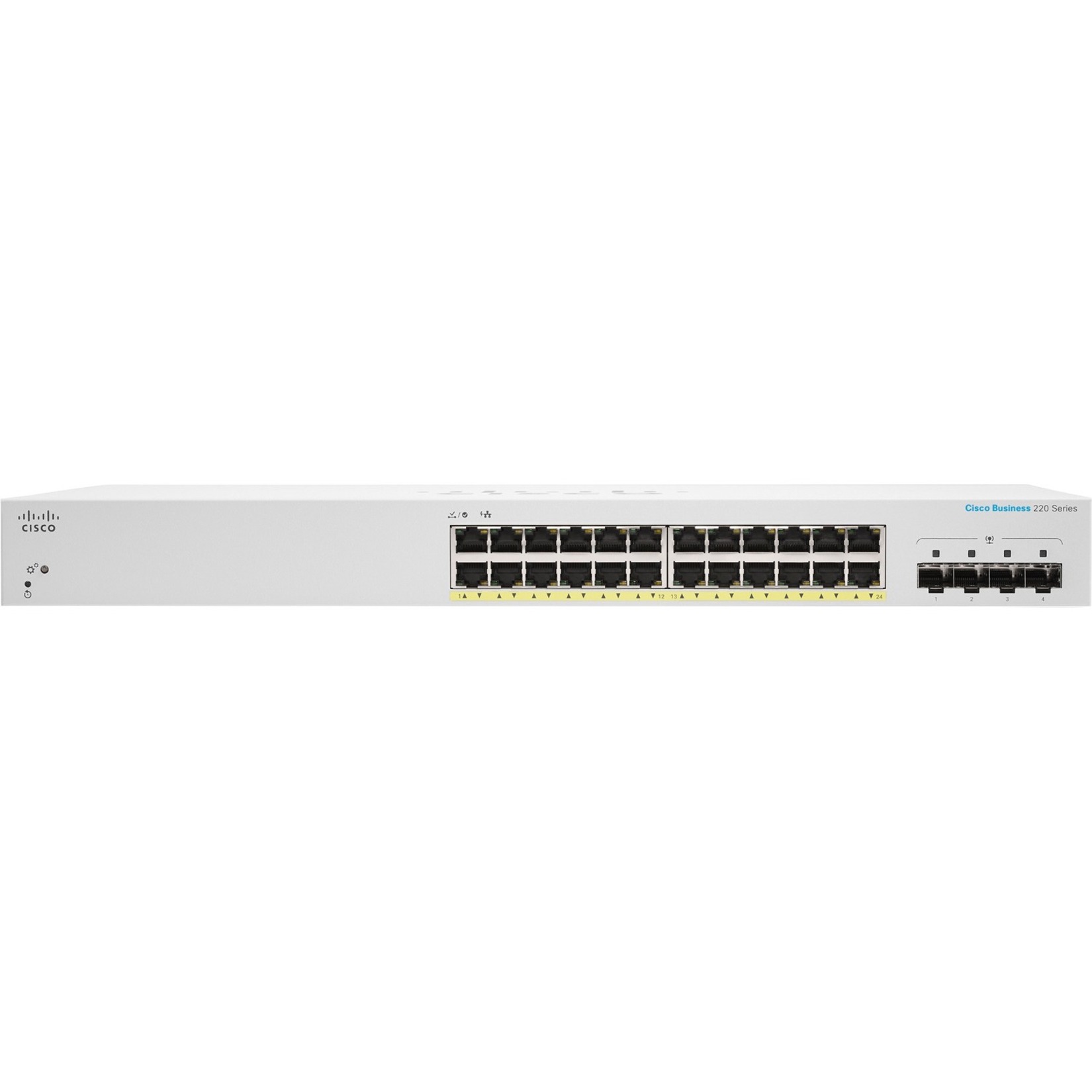Cisco Business CBS220-24T-4X Ethernet Switch - 24 Ports - Manageable - Gigabit Ethernet - 10/100/1000Base-T, 1000Base-X - Refurbished - 2 Layer Supported - Modular - 23.60 W Power Consumption - Twiste