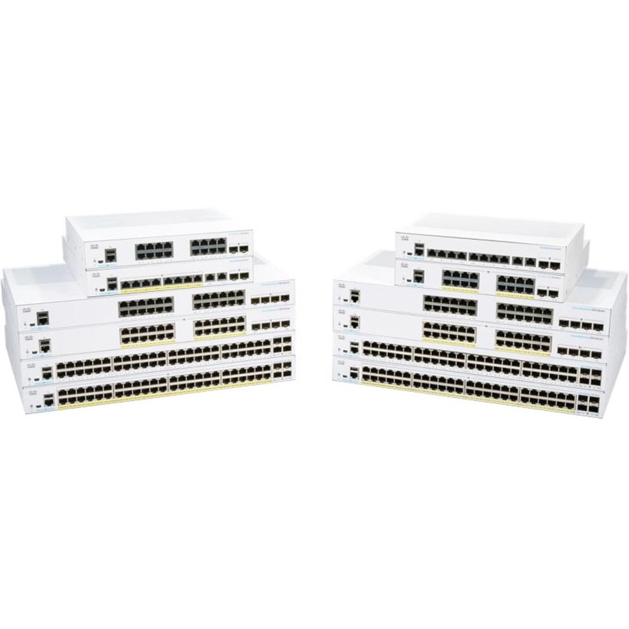Cisco 350 CBS350-8T-E-2G Ethernet Switch - 10 Ports - Manageable - Gigabit Ethernet - 1000Base-T, 1000Base-X - Refurbished - 3 Layer Supported - Modular - 2 SFP Slots - 12.56 W Power Consumption - Opt