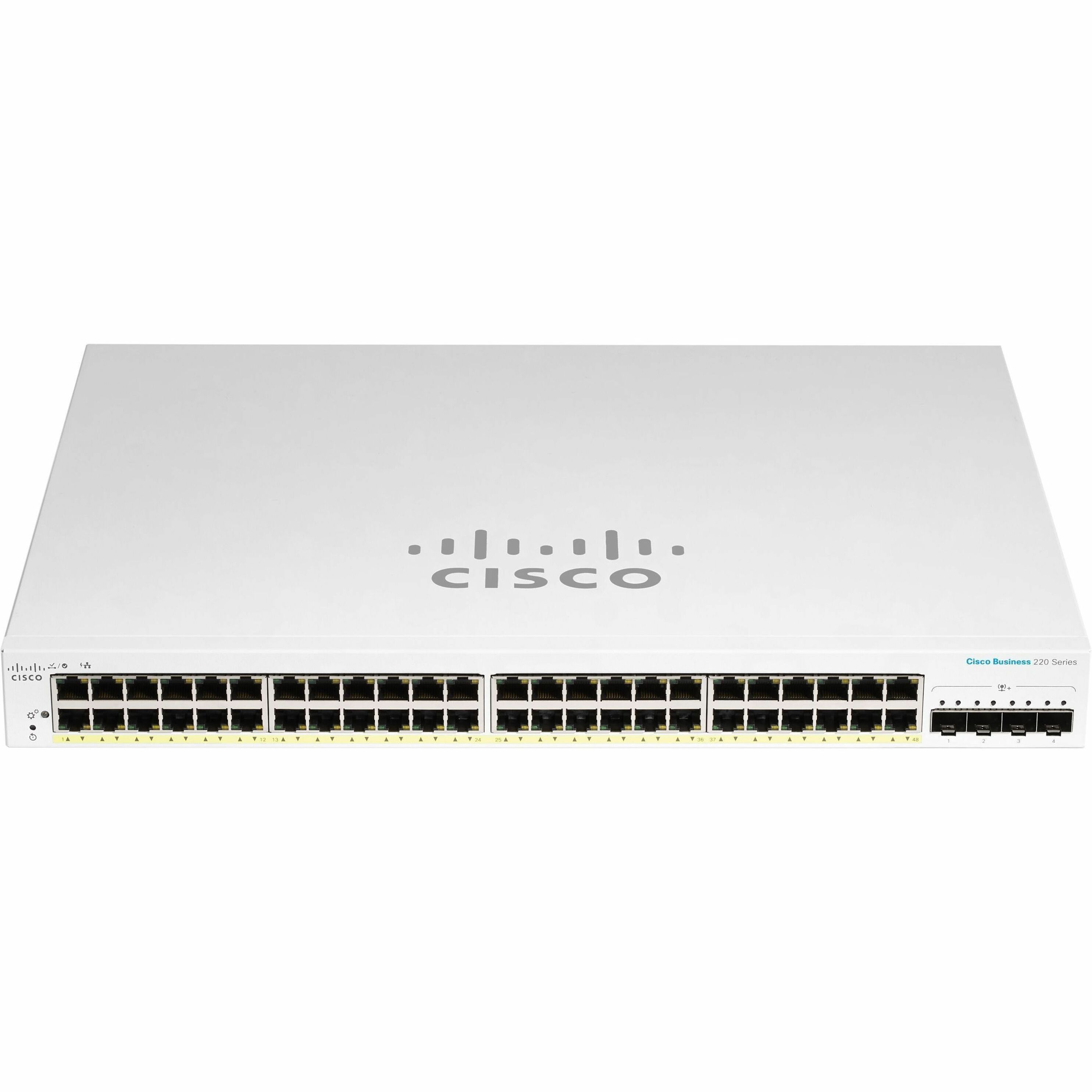 Cisco Business CBS220-48T-4G Ethernet Switch - 48 Ports - Manageable - Gigabit Ethernet - 10/100/1000Base-T, 1000Base-X - Refurbished - 2 Layer Supported - Modular - 4 SFP Slots - 36.50 W Power Consum