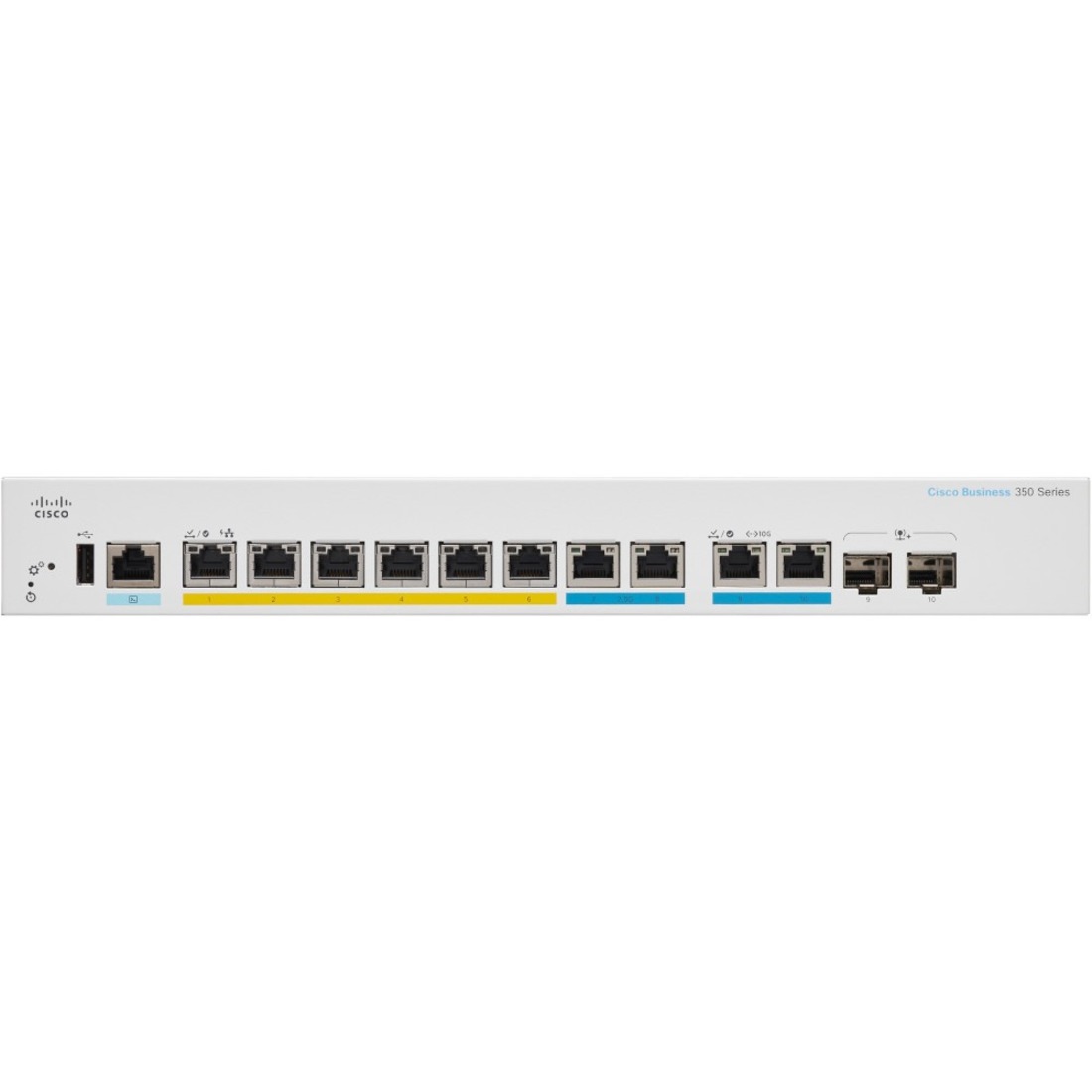 Cisco Business CBS350-8MGP-2X Ethernet Switch - 10 Ports - Manageable - Gigabit Ethernet, 2.5 Gigabit Ethernet - 1000Base-T, 1000Base-X, 2.5GBase-T - Refurbished - 3 Layer Supported - Modular - 31.30 