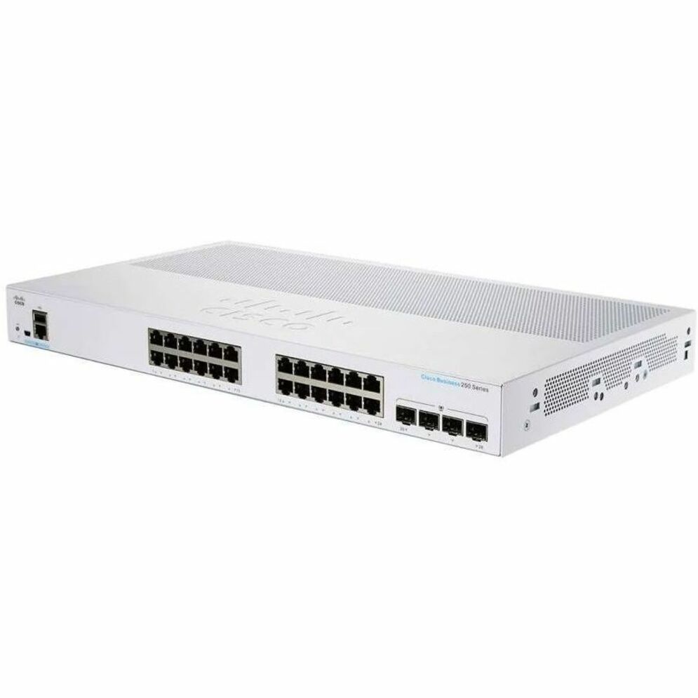 Cisco 250 CBS250-24FP-4X Ethernet Switch - 28 Ports - Manageable - Gigabit Ethernet, 10 Gigabit Ethernet - 1000Base-T, 10GBase-X - Refurbished - 2 Layer Supported - Modular - 370 W PoE Budget - Optica
