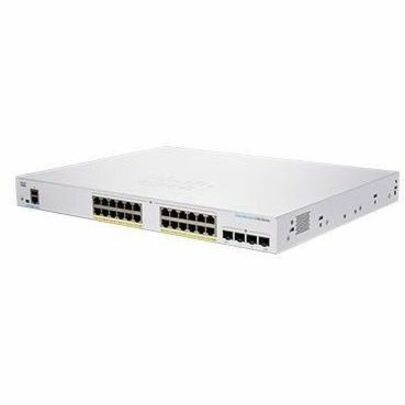 Cisco CBS250-24FP-4X Ethernet Switch - 24 Ports - Manageable - Gigabit Ethernet, 10 Gigabit Ethernet - 1000Base-T, 10GBase-X - Refurbished - 2 Layer Supported - Modular - 451.80 W Power Consumption - 