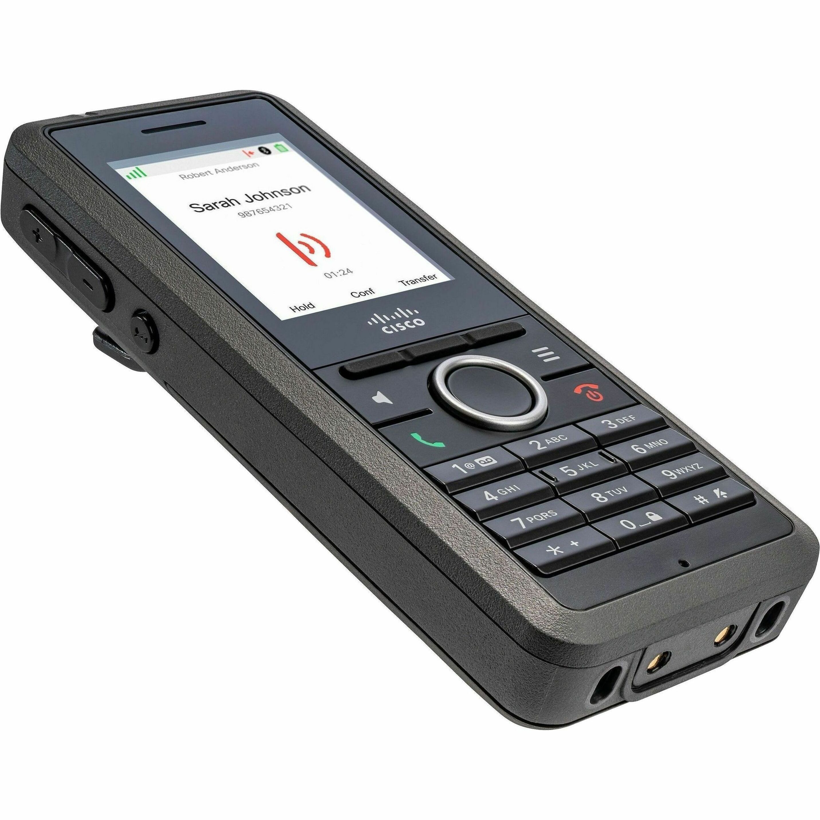 Cisco 6825 Handset - Cordless - IP DECT, Bluetooth - 250 Phone Book/Directory Memory - 2 x Total Number of Phone Lines - 2" Screen Size - USB - Audio - Headset Port - 17 Hour Battery Talk Time - Wall 