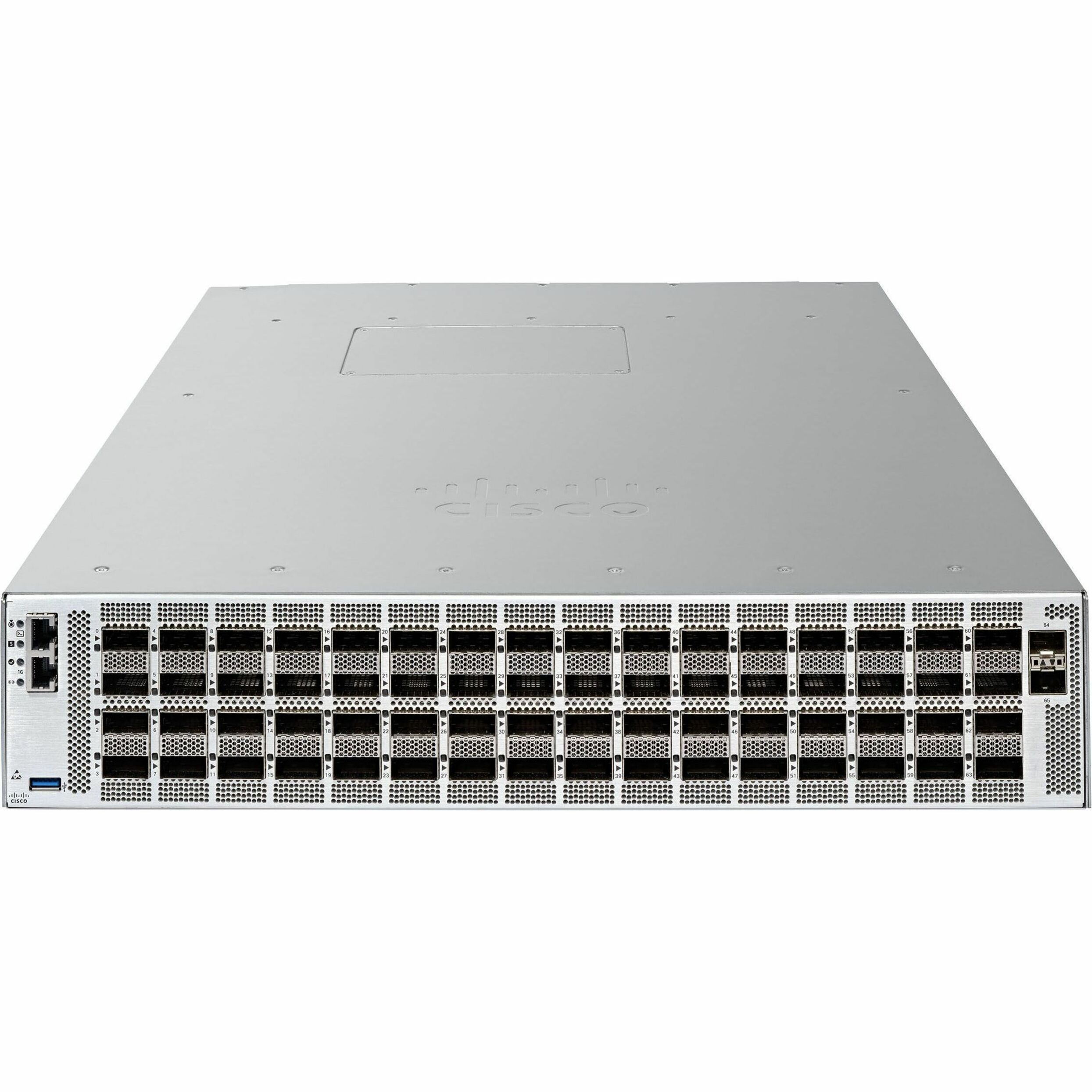 Cisco 8122-64EH-O Router Chassis - Management Port - 66 QSFP-DD Slots, QSFP28 Slots - 32 GB - 800 Gigabit Ethernet - IEEE 802.1AR - 2U - Rack-mountable - 1 Year