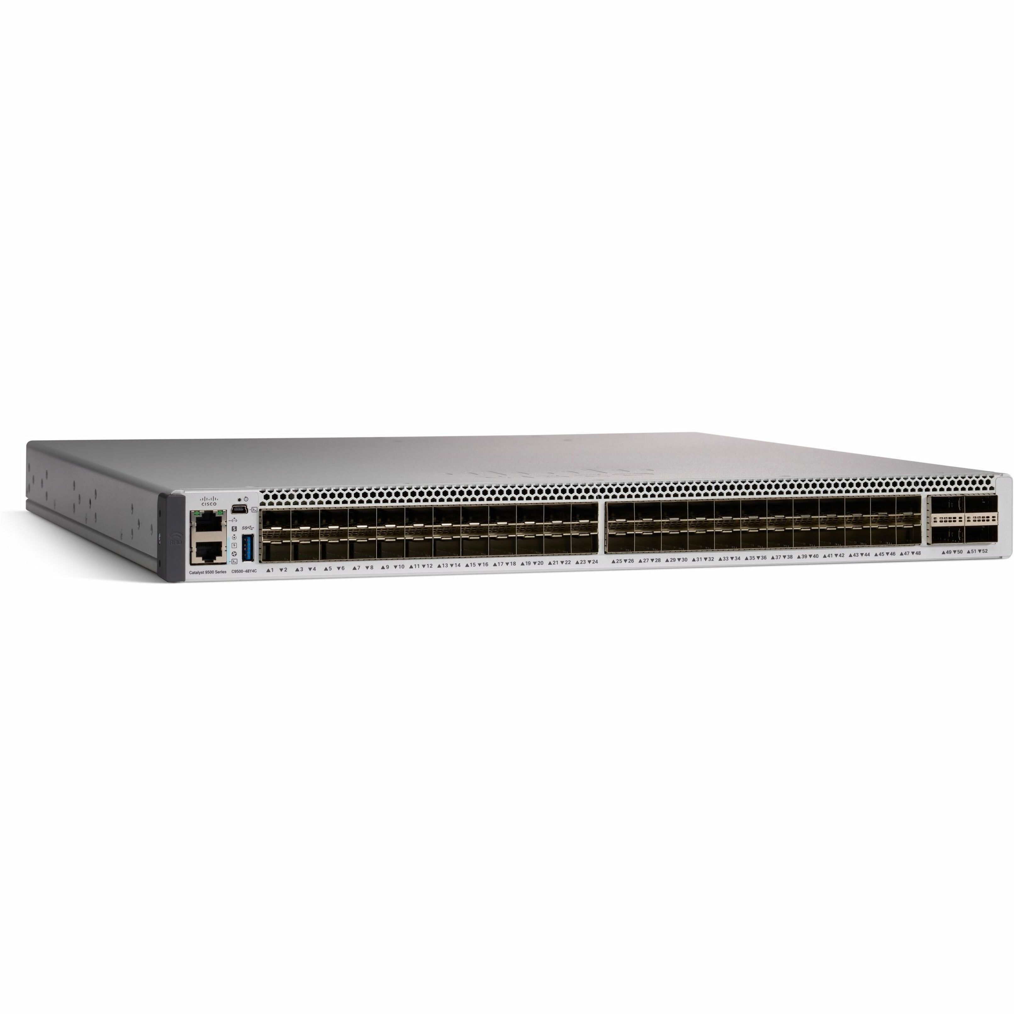 Cisco Catalyst C9500-48Y4C Ethernet Switch - Manageable - 25 Gigabit Ethernet, 100 Gigabit Ethernet - 25GBase-X, 100GBase-X - Refurbished - 3 Layer Supported - Modular - 650 W Power Consumption - Opti