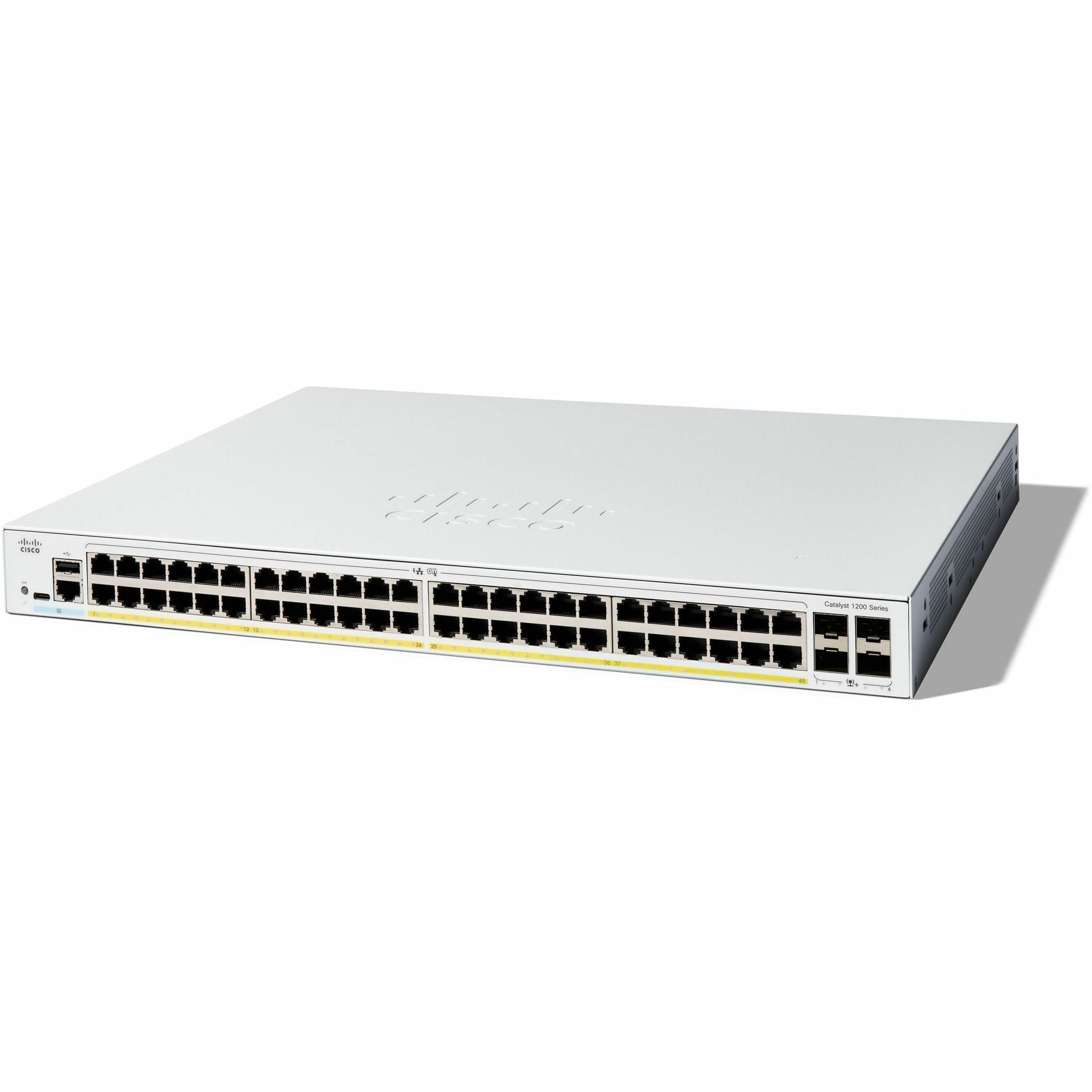 Cisco Catalyst C1200-48P-4X Ethernet Switch - 48 Ports - Manageable - 10 Gigabit Ethernet - 10/100/1000Base-T, 10GBase-X - Refurbished - 3 Layer Supported - Modular - 463.32 W Power Consumption - 375 